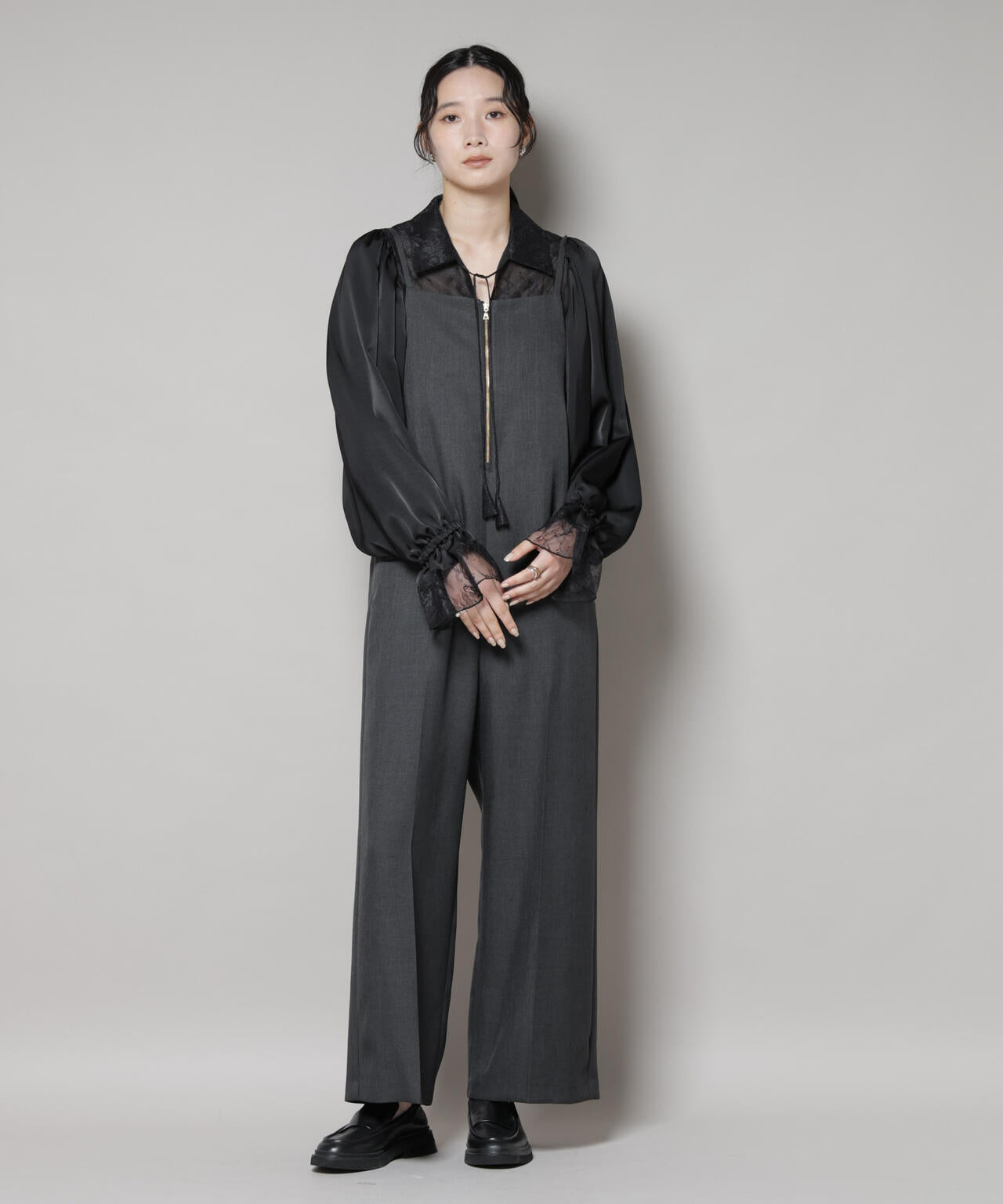 レースコンビギャザーブラウス 6695220318