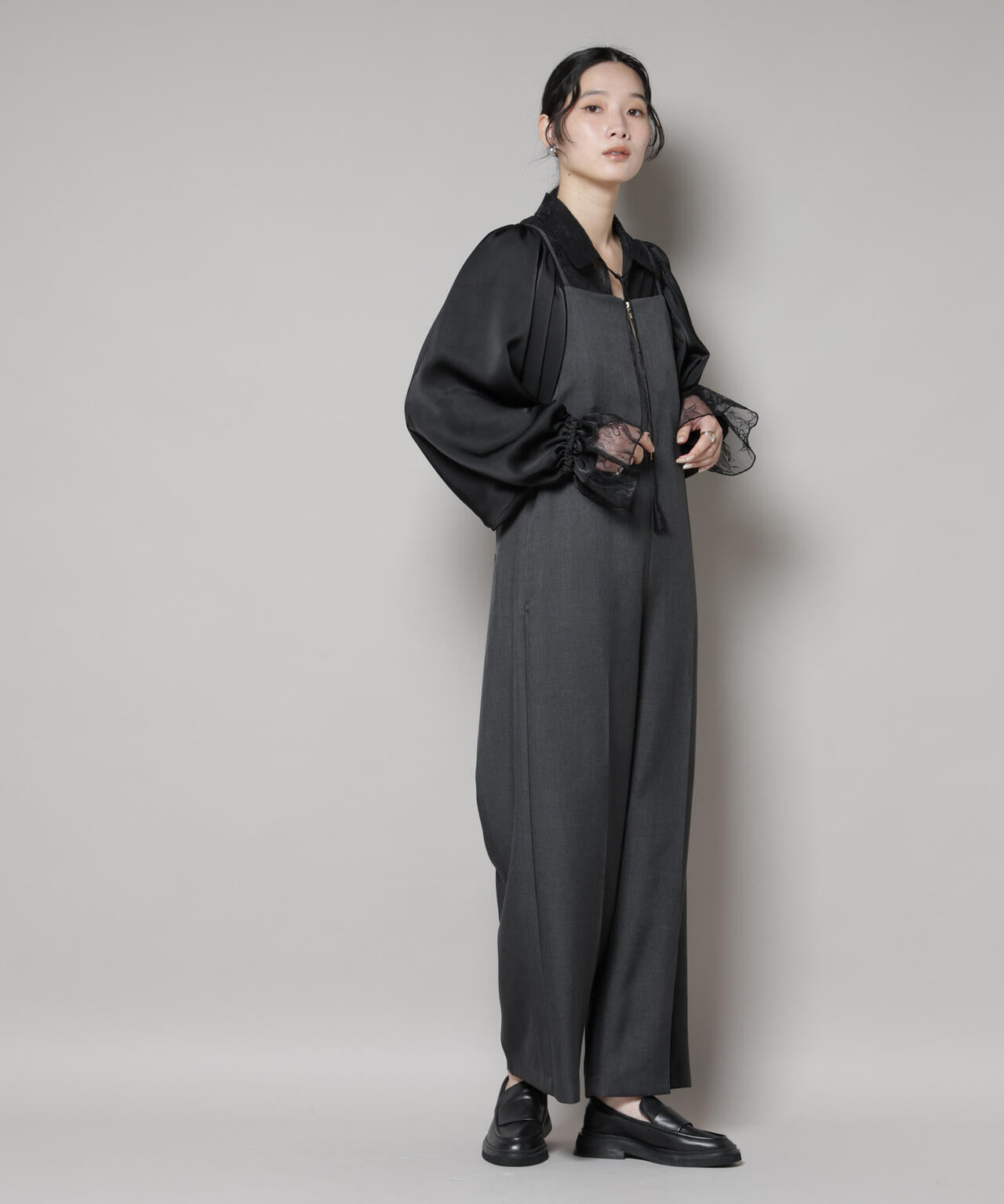 レースコンビギャザーブラウス 6695220318