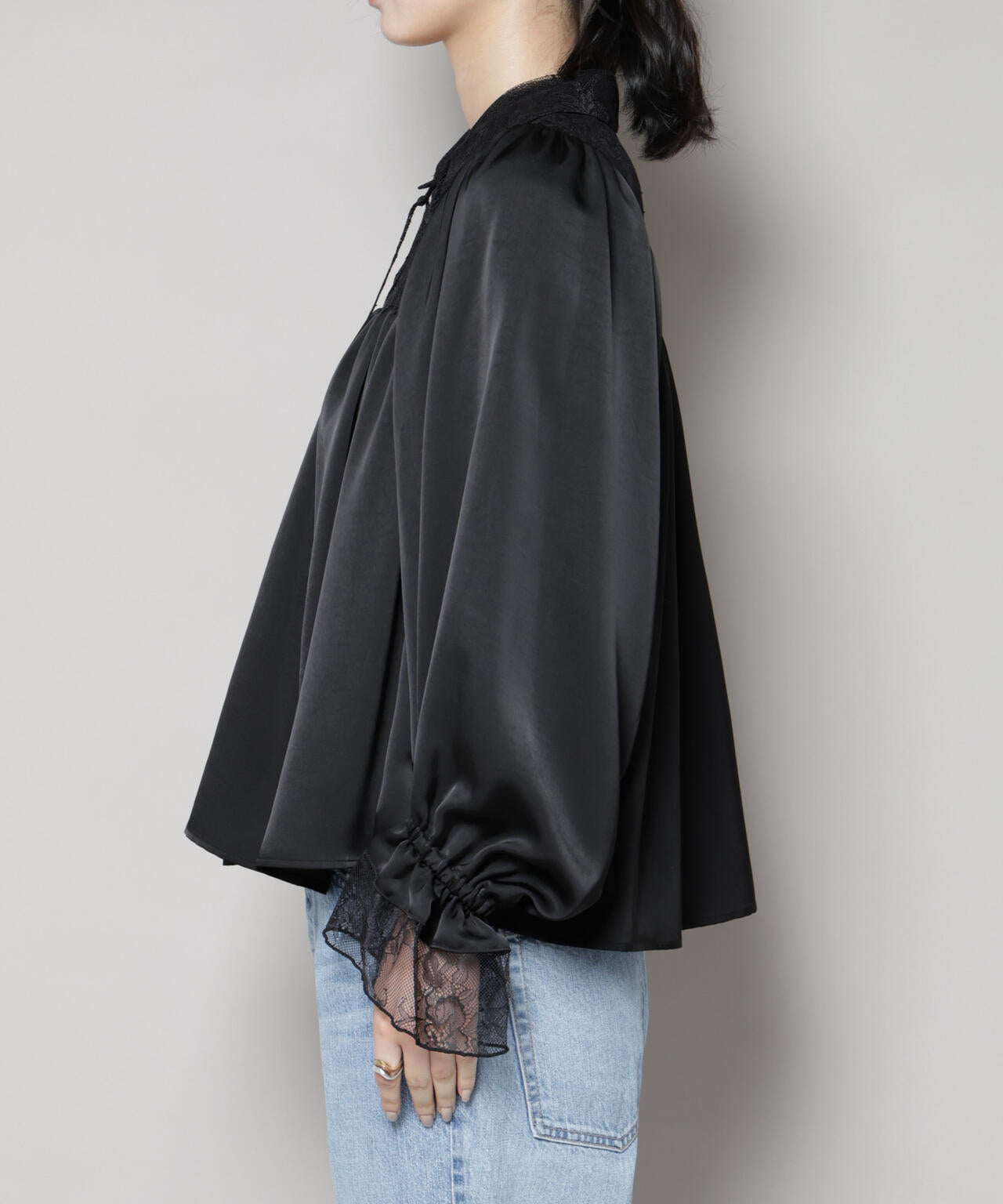 レースコンビギャザーブラウス 6695220318