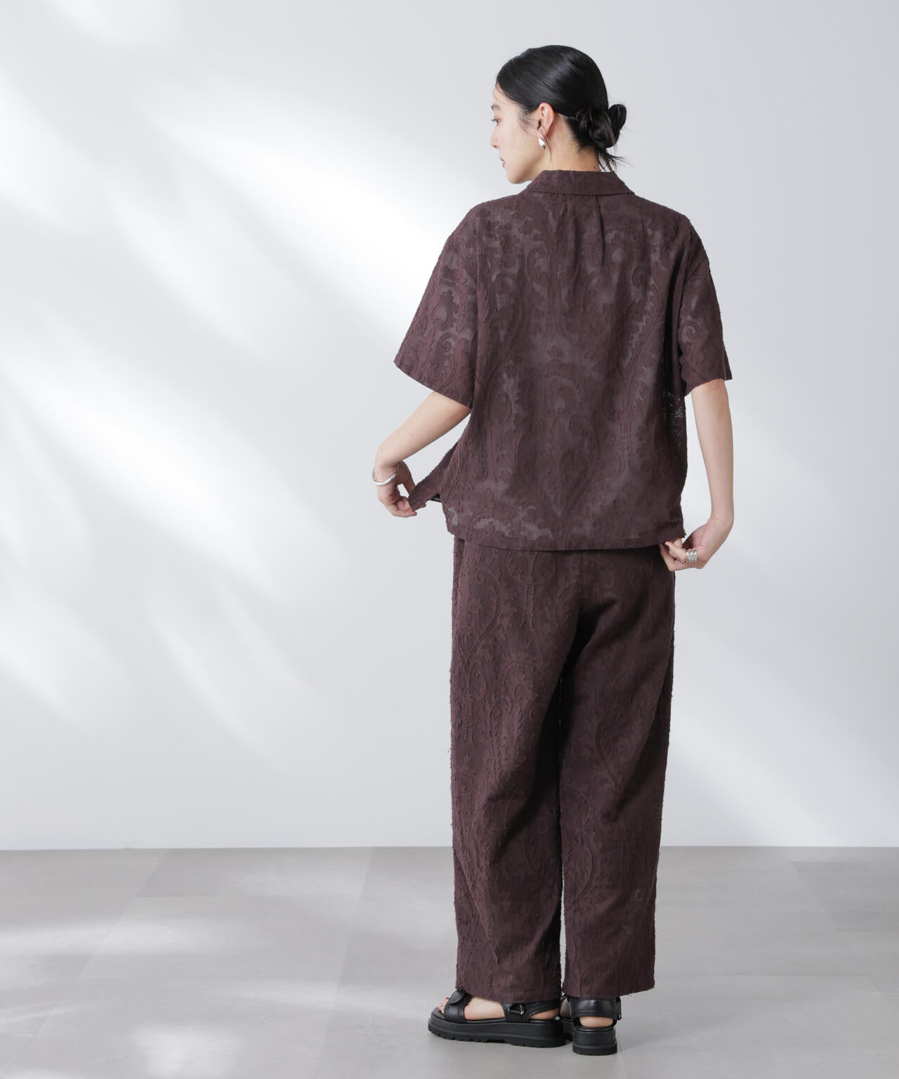 made in india カットワークジャカードシャツ(セットアップ可) 6695221300