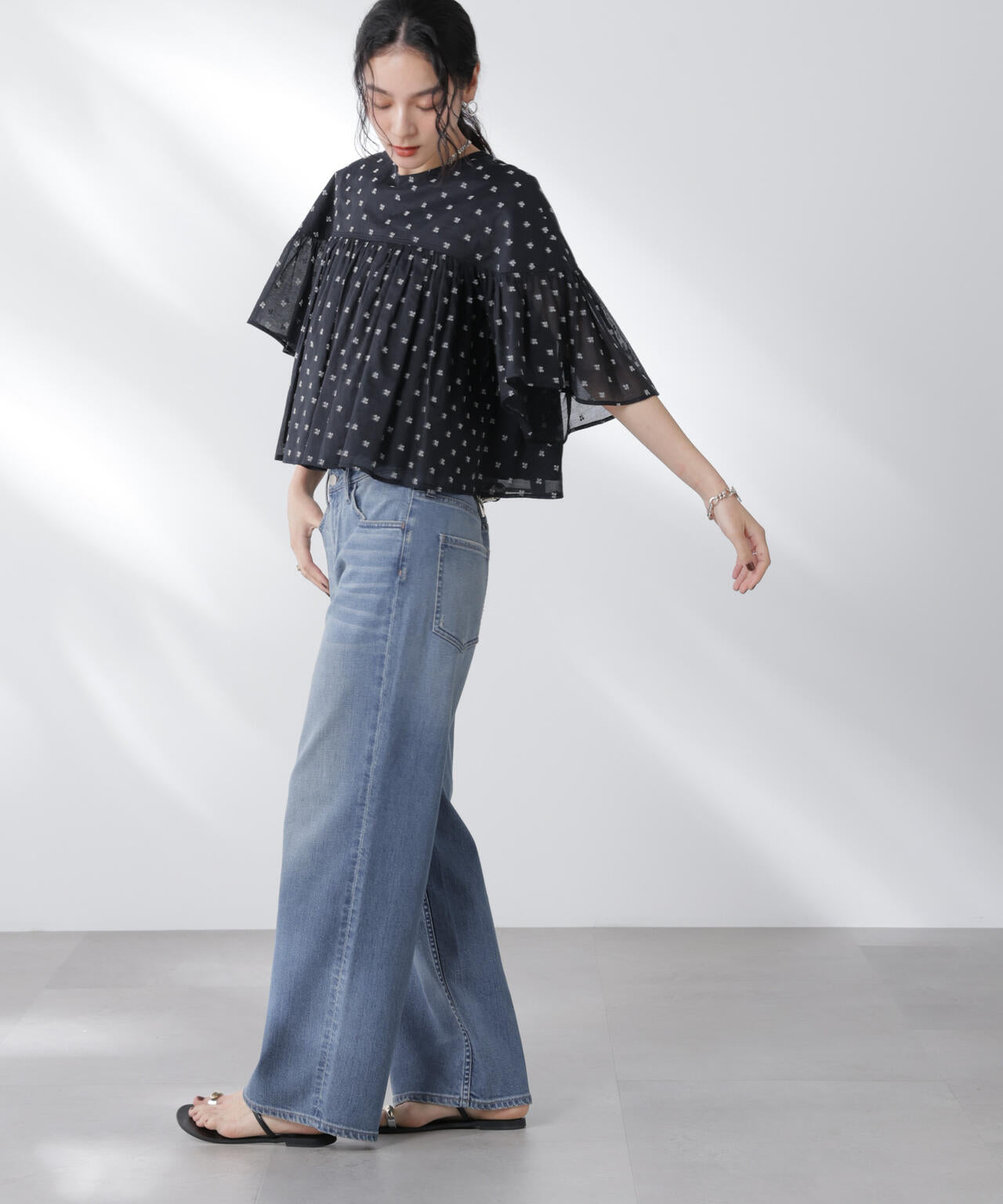 made in india コットンフロッキーフラワーブラウス 6695221302