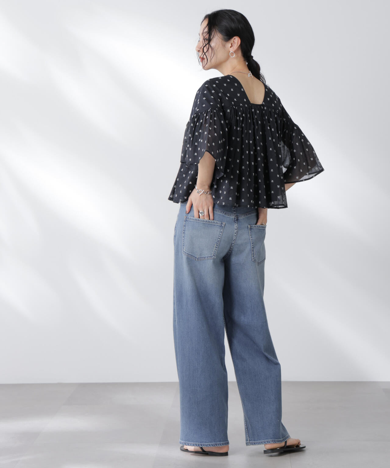 made in india コットンフロッキーフラワーブラウス 6695221302