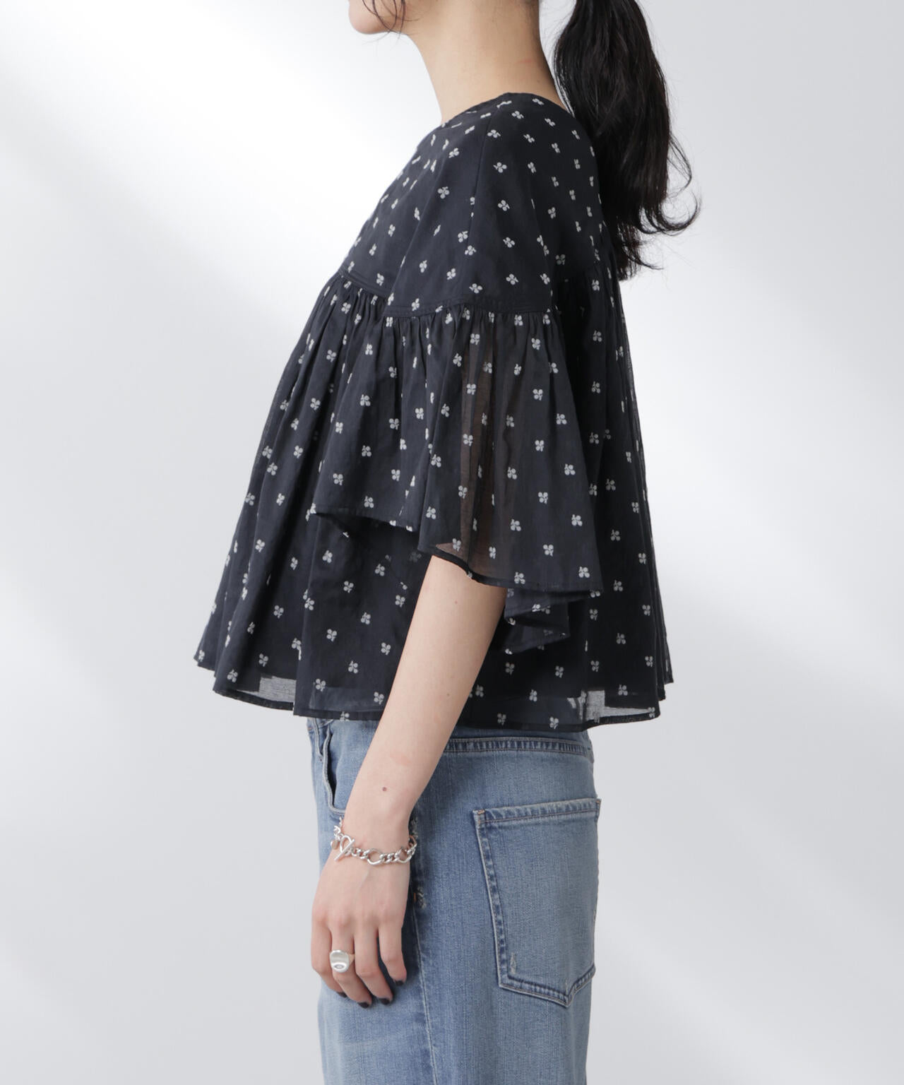 made in india コットンフロッキーフラワーブラウス 6695221302