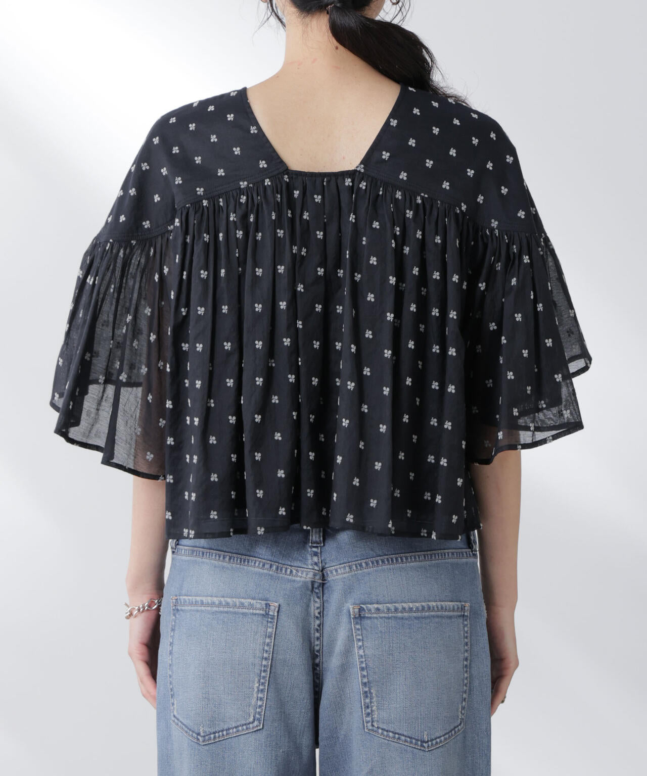 made in india コットンフロッキーフラワーブラウス 6695221302