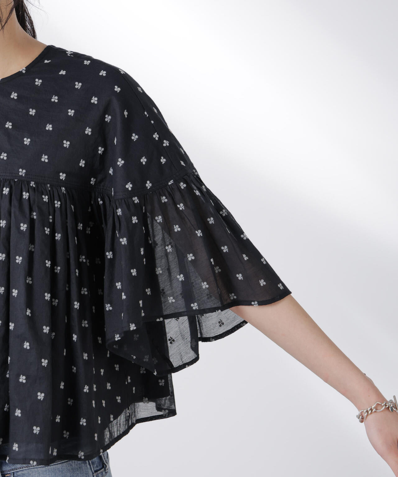 made in india コットンフロッキーフラワーブラウス 6695221302