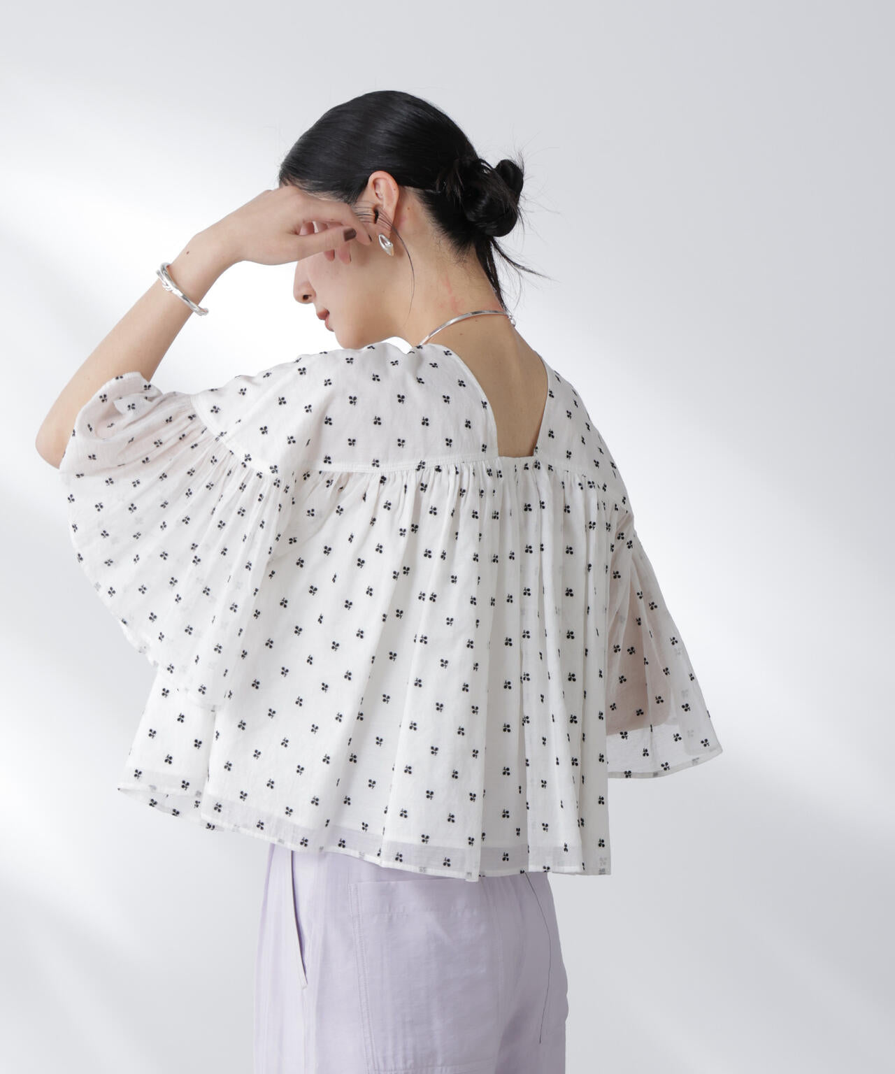 made in india コットンフロッキーフラワーブラウス 6695221302