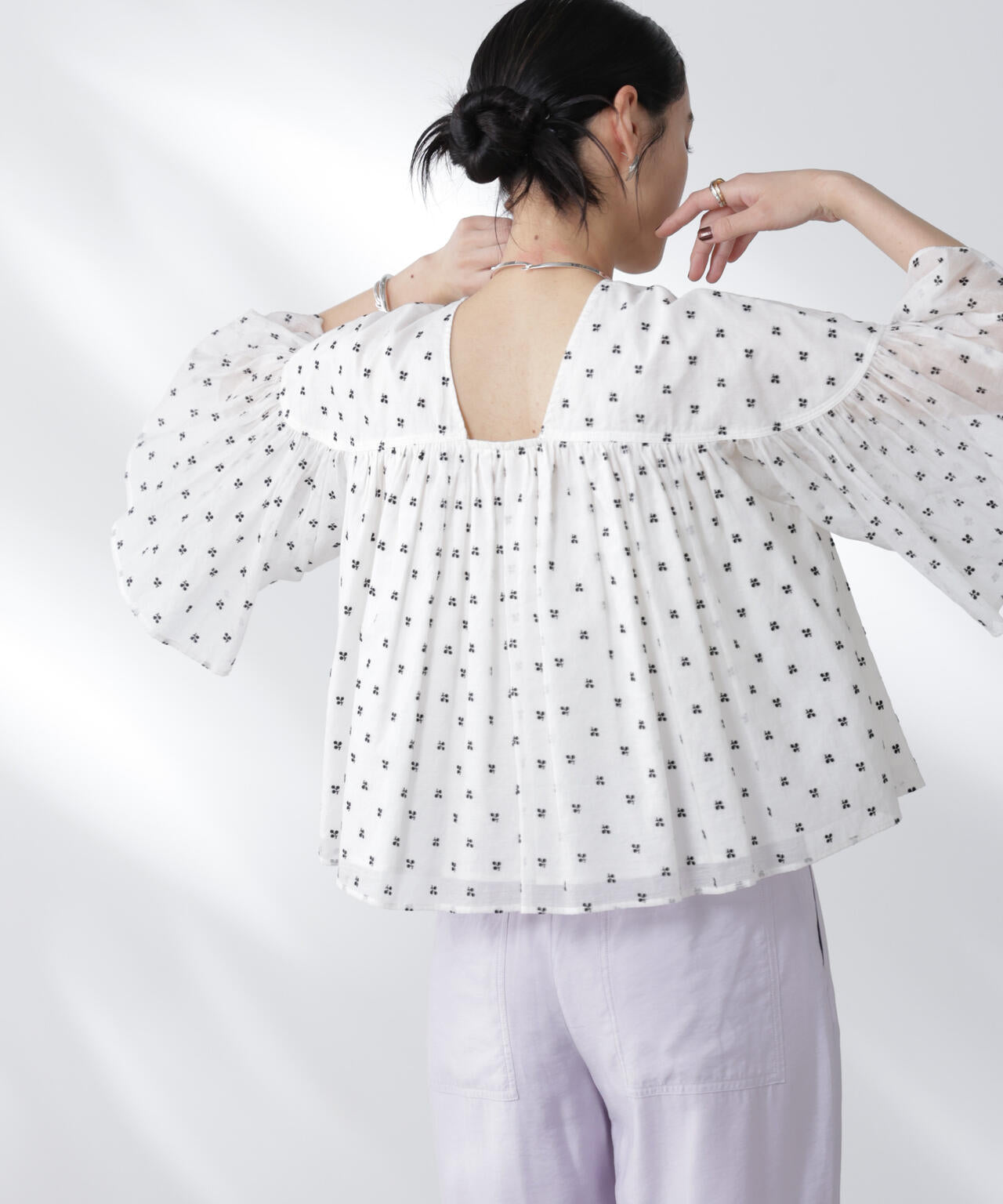 made in india コットンフロッキーフラワーブラウス 6695221302