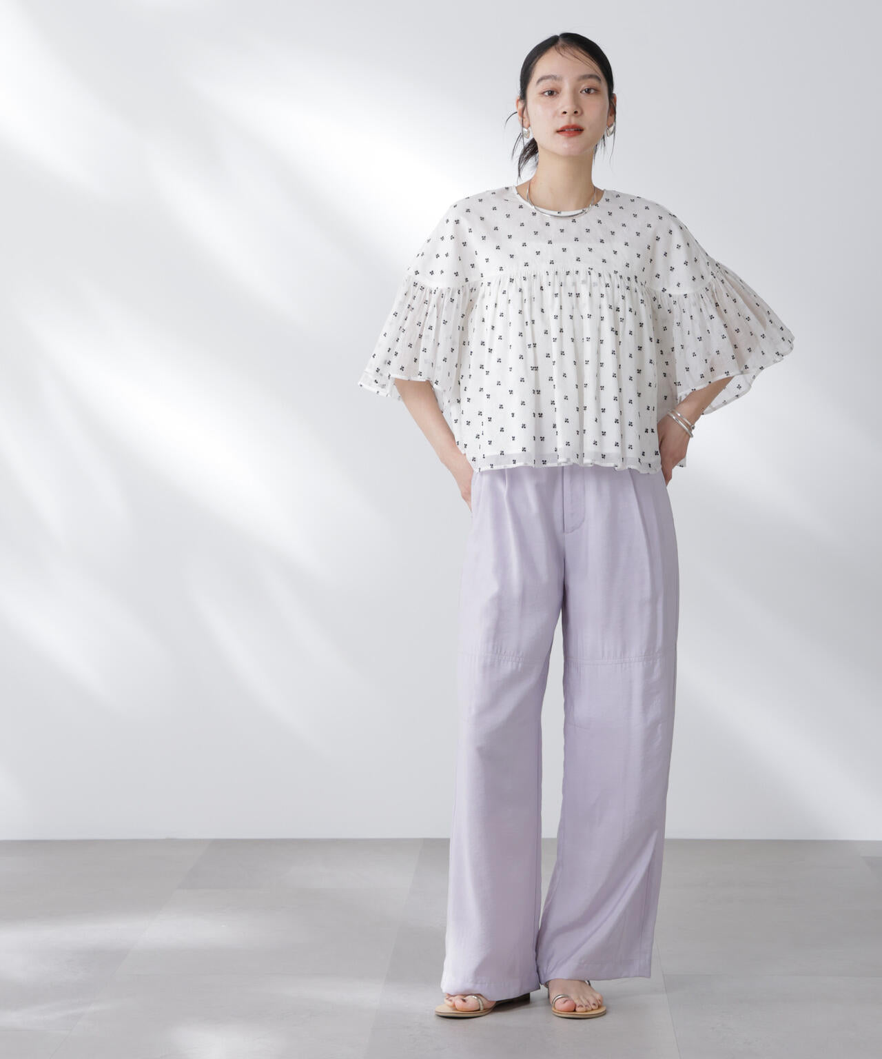 made in india コットンフロッキーフラワーブラウス 6695221302