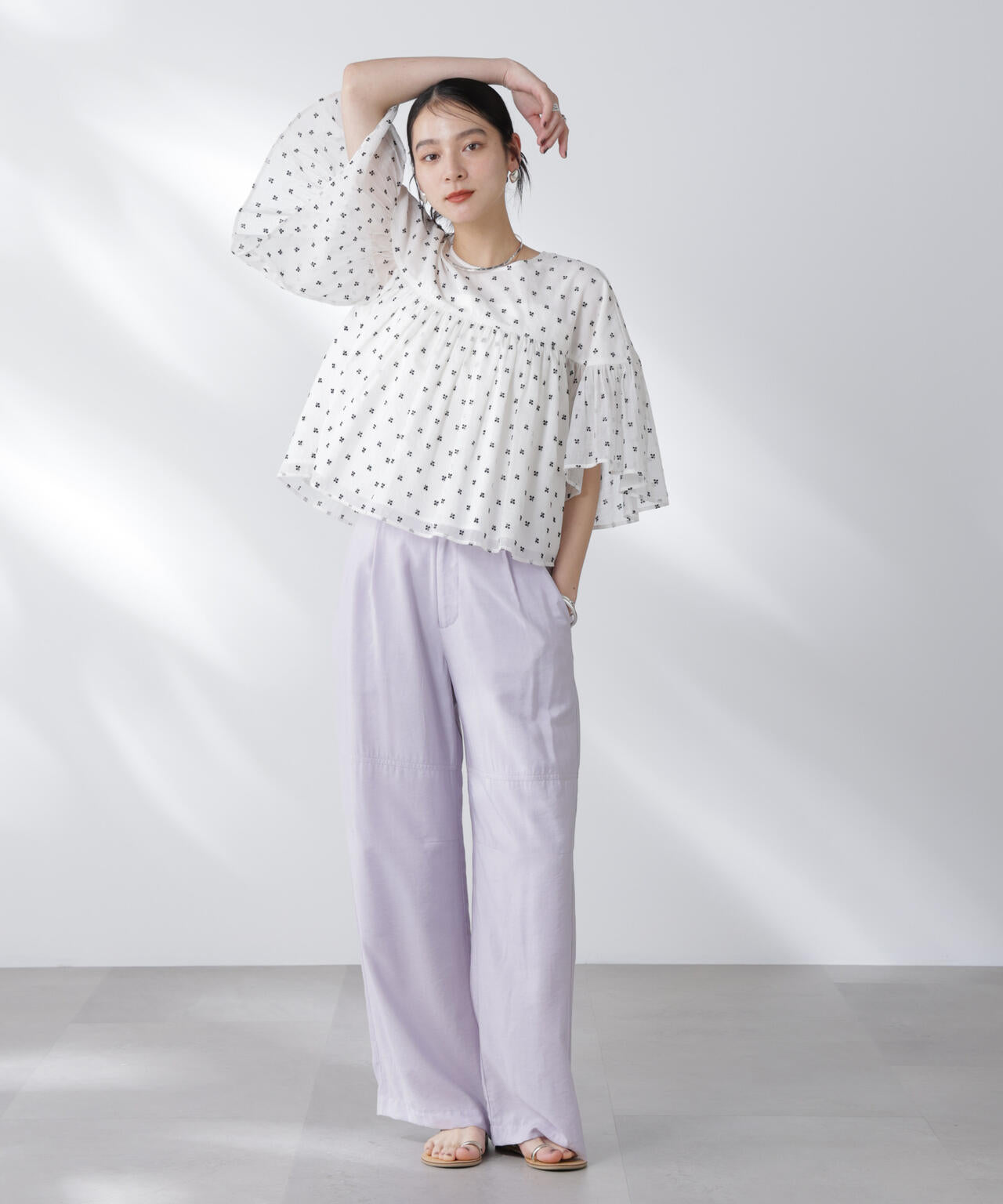 made in india コットンフロッキーフラワーブラウス 6695221302