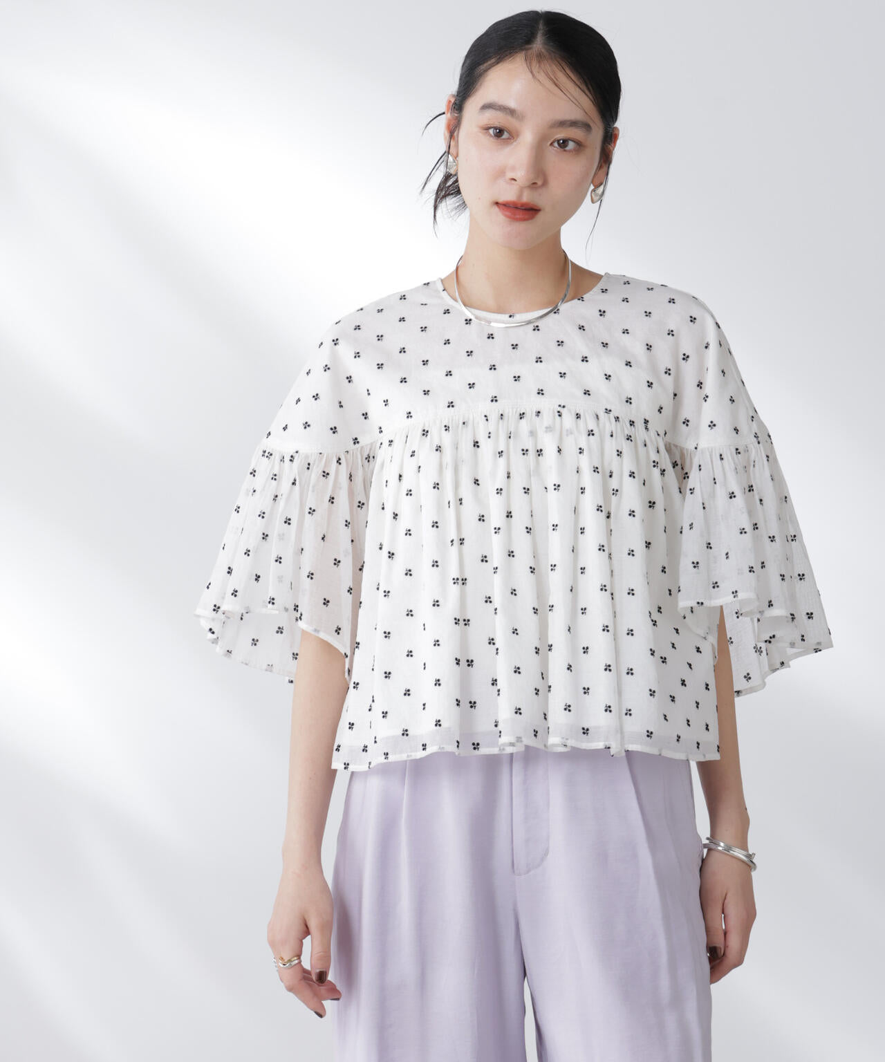 made in india コットンフロッキーフラワーブラウス 6695221302