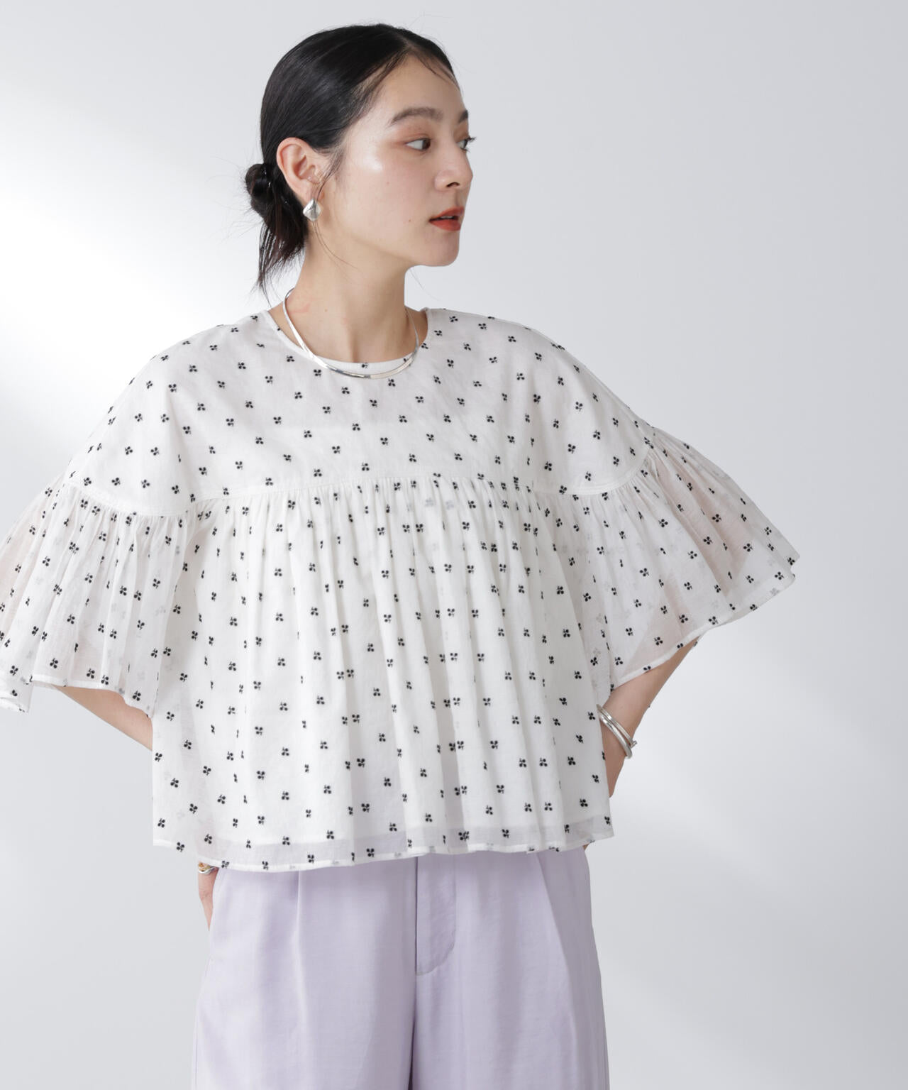 made in india コットンフロッキーフラワーブラウス 6695221302