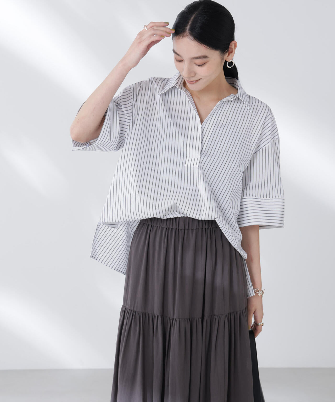 ワイドスリーブスキッパーシャツ 6695221305