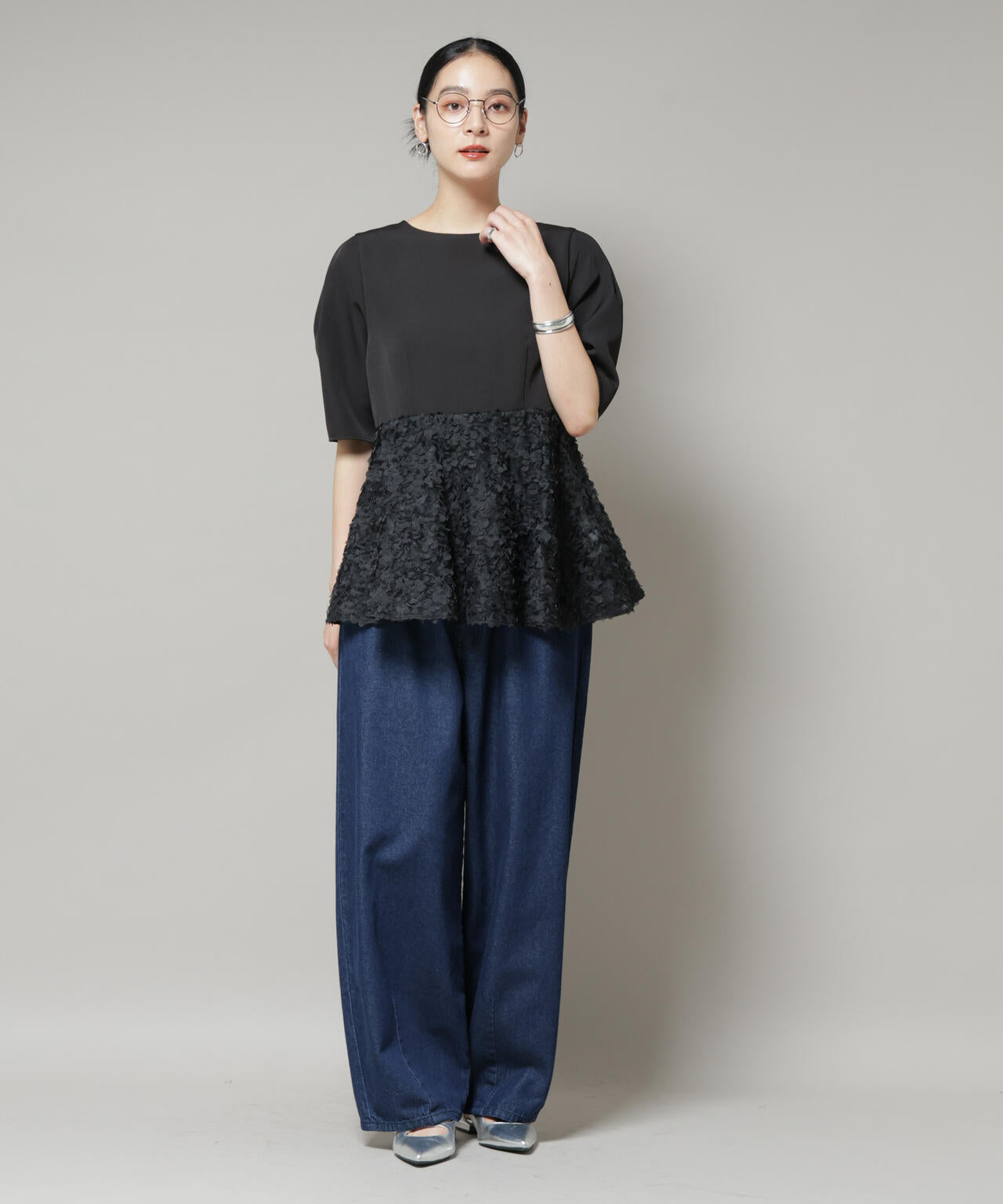 ペタルエンブロイダリーペプラムブラウス 6695221307