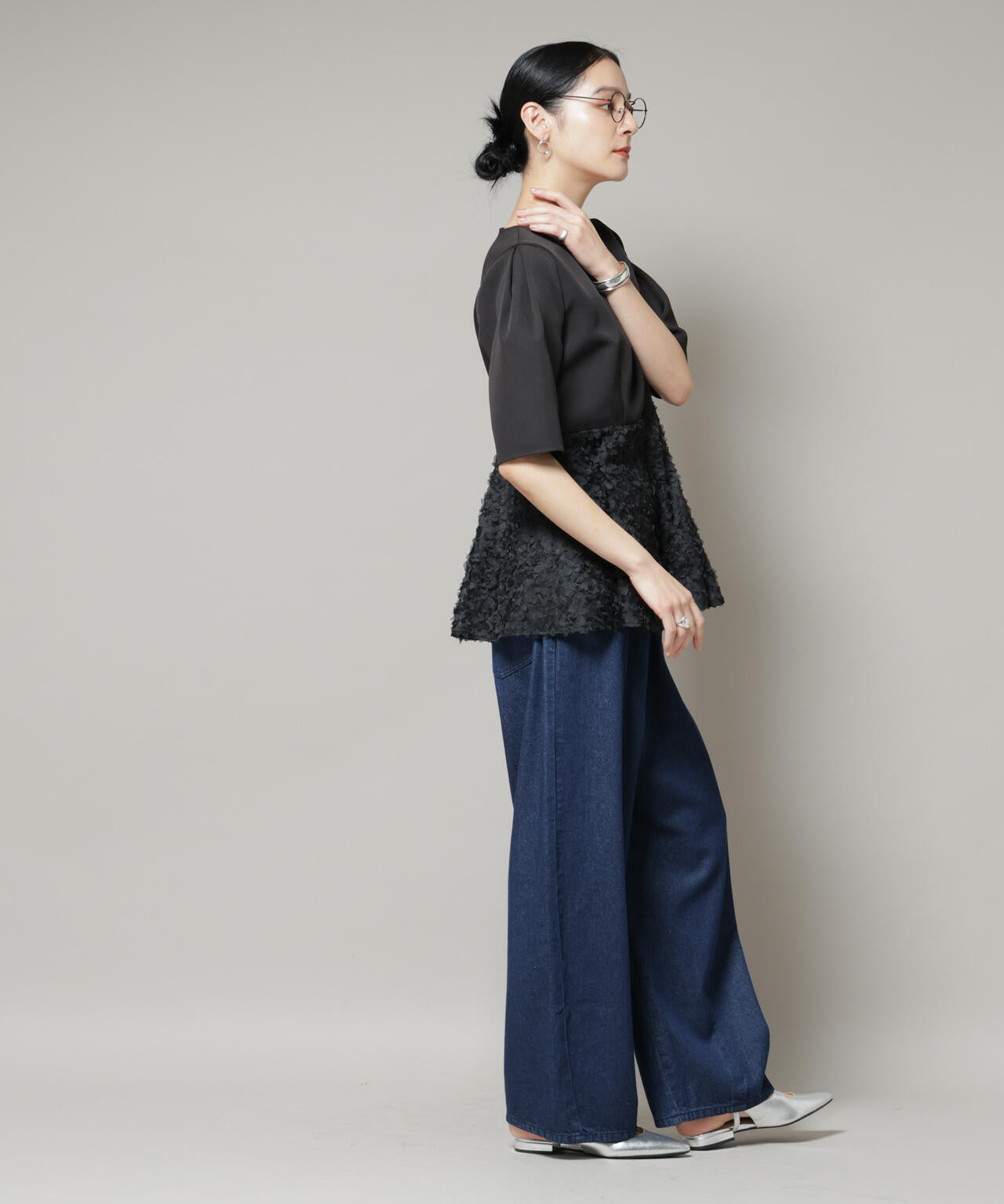 ペタルエンブロイダリーペプラムブラウス 6695221307