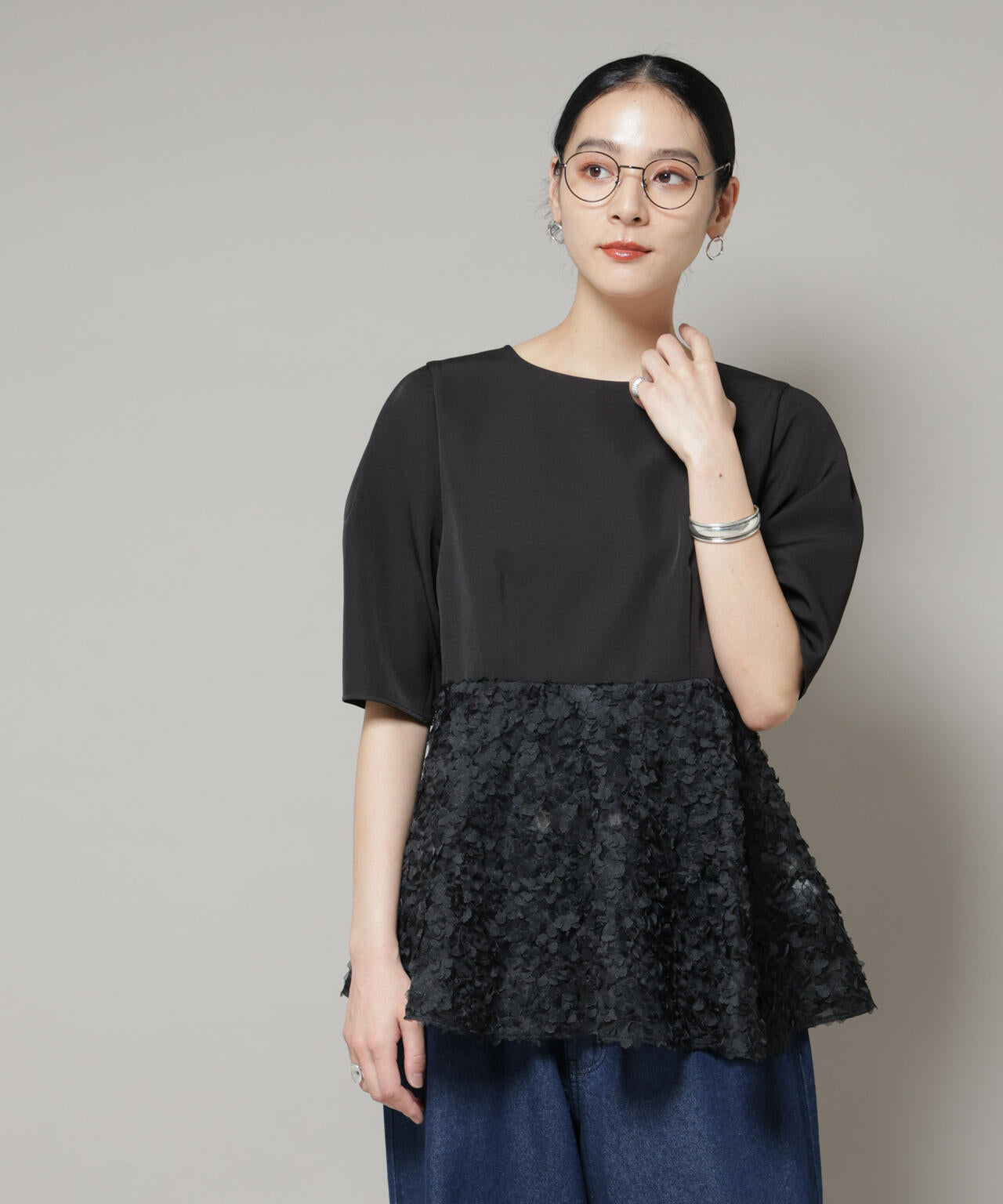 ペタルエンブロイダリーペプラムブラウス 6695221307