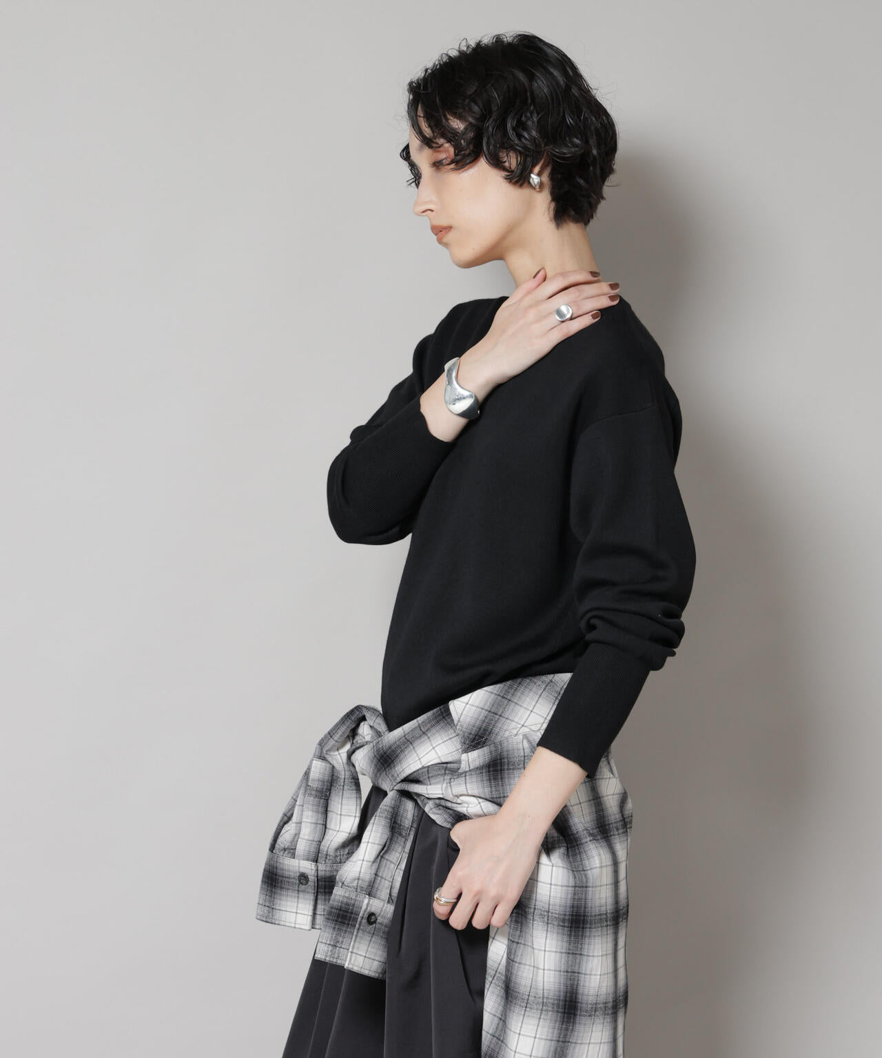 毛玉レスニットスムースクルーネックプルオーバー 6695222302