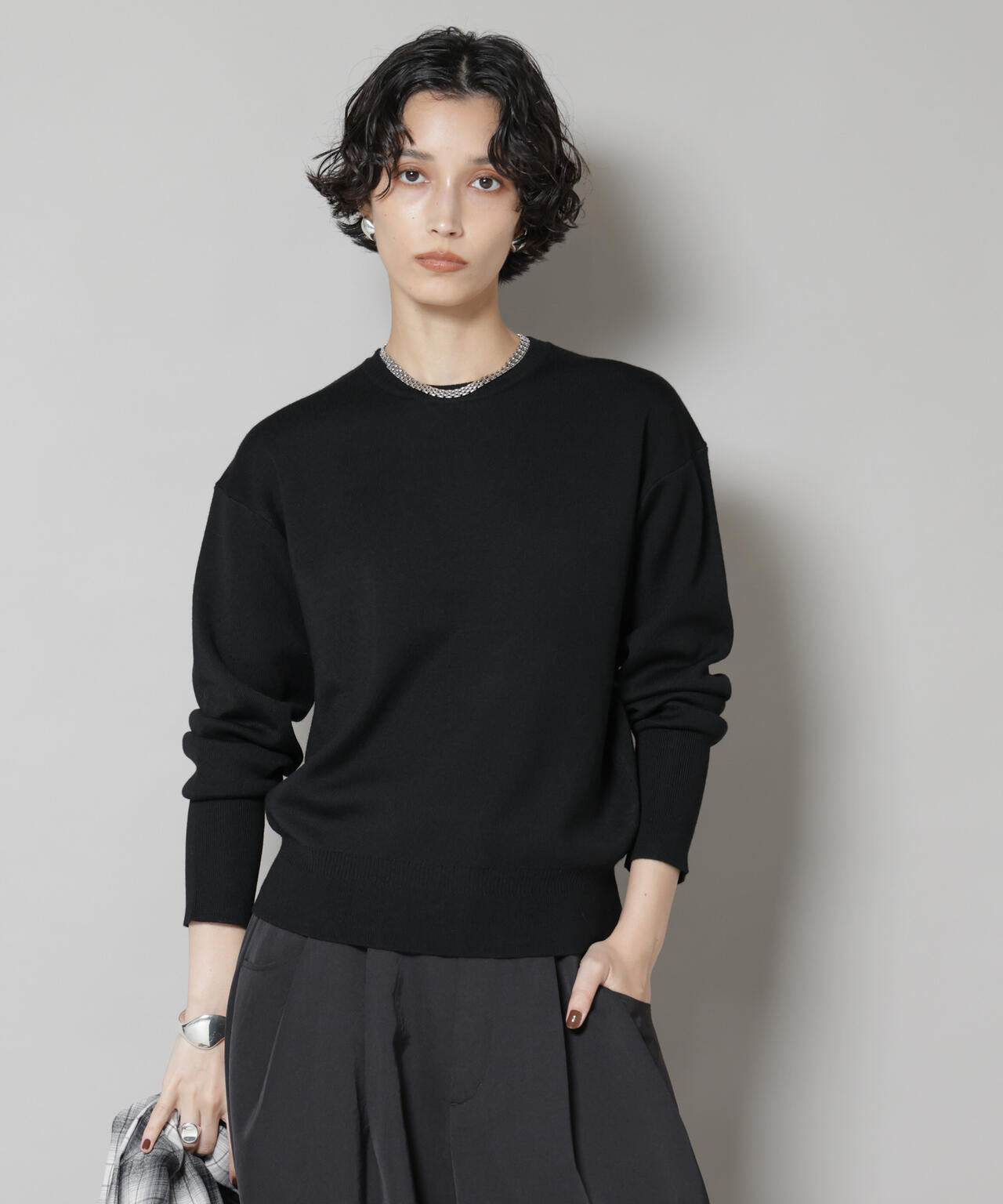 毛玉レスニットスムースクルーネックプルオーバー 6695222302