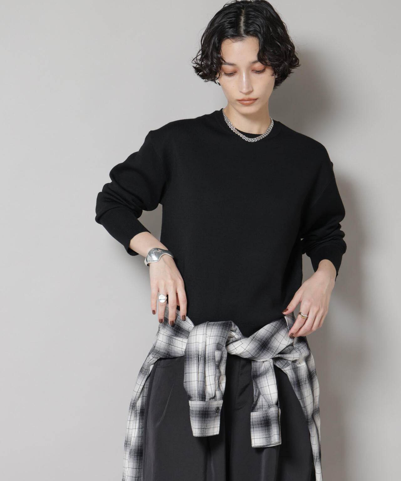 毛玉レスニットスムースクルーネックプルオーバー 6695222302