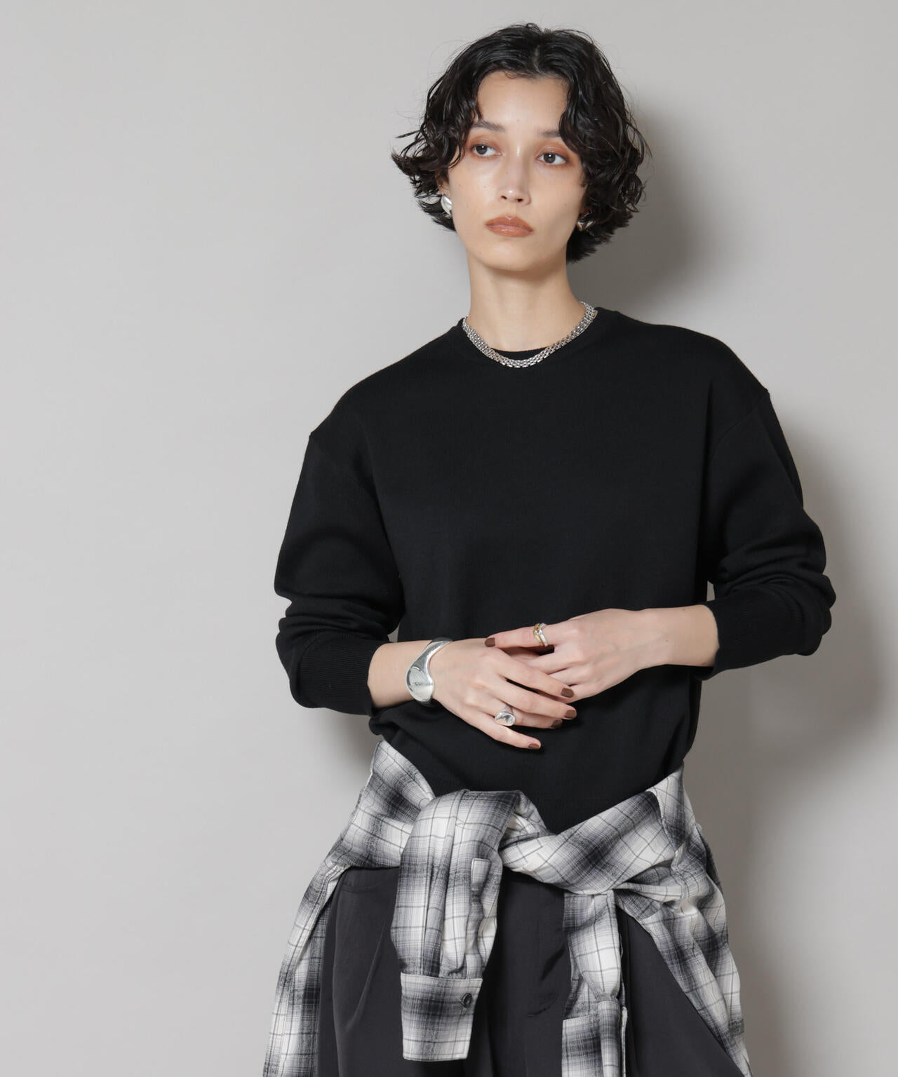 毛玉レスニットスムースクルーネックプルオーバー 6695222302