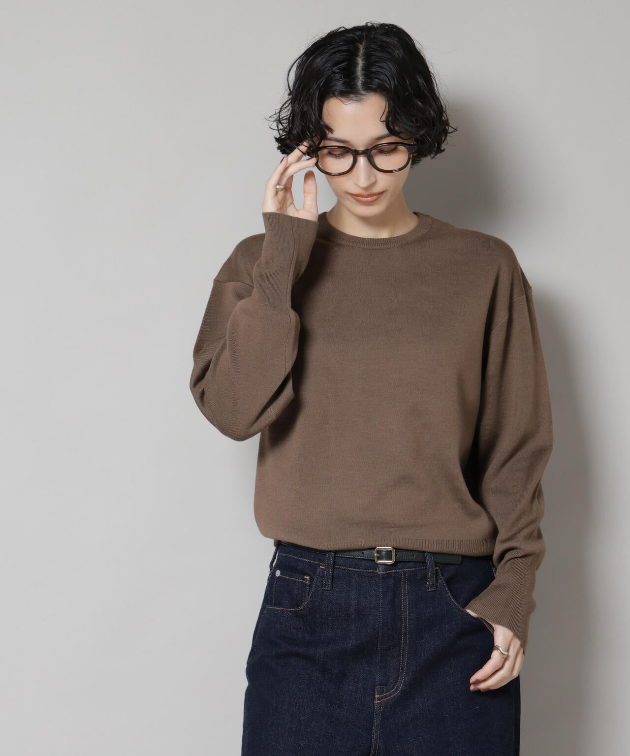 毛玉レスニットスムースクルーネックプルオーバー 6695222302