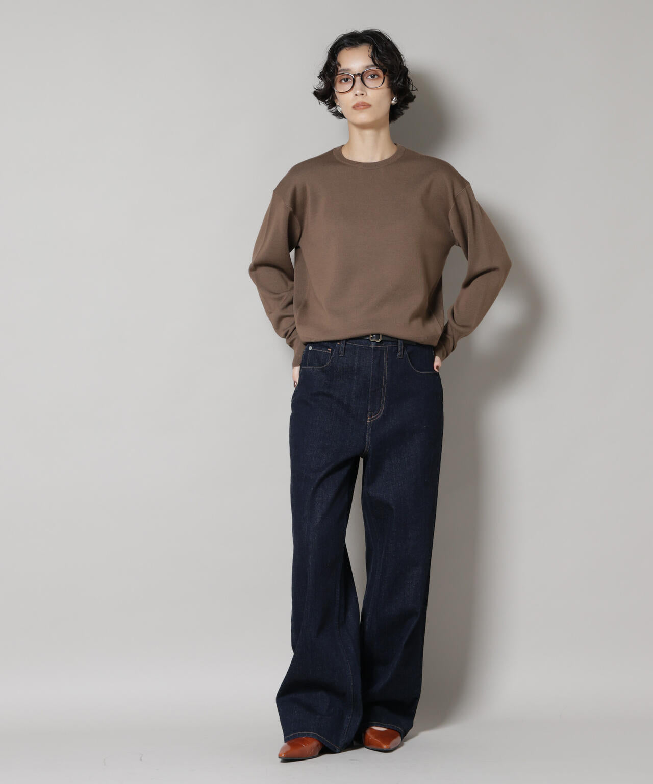 毛玉レスニットスムースクルーネックプルオーバー 6695222302