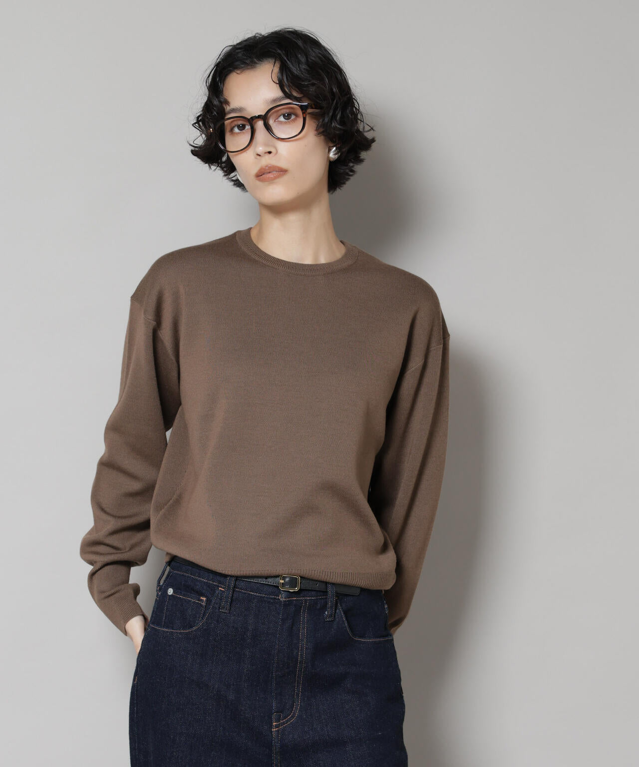 毛玉レスニットスムースクルーネックプルオーバー 6695222302