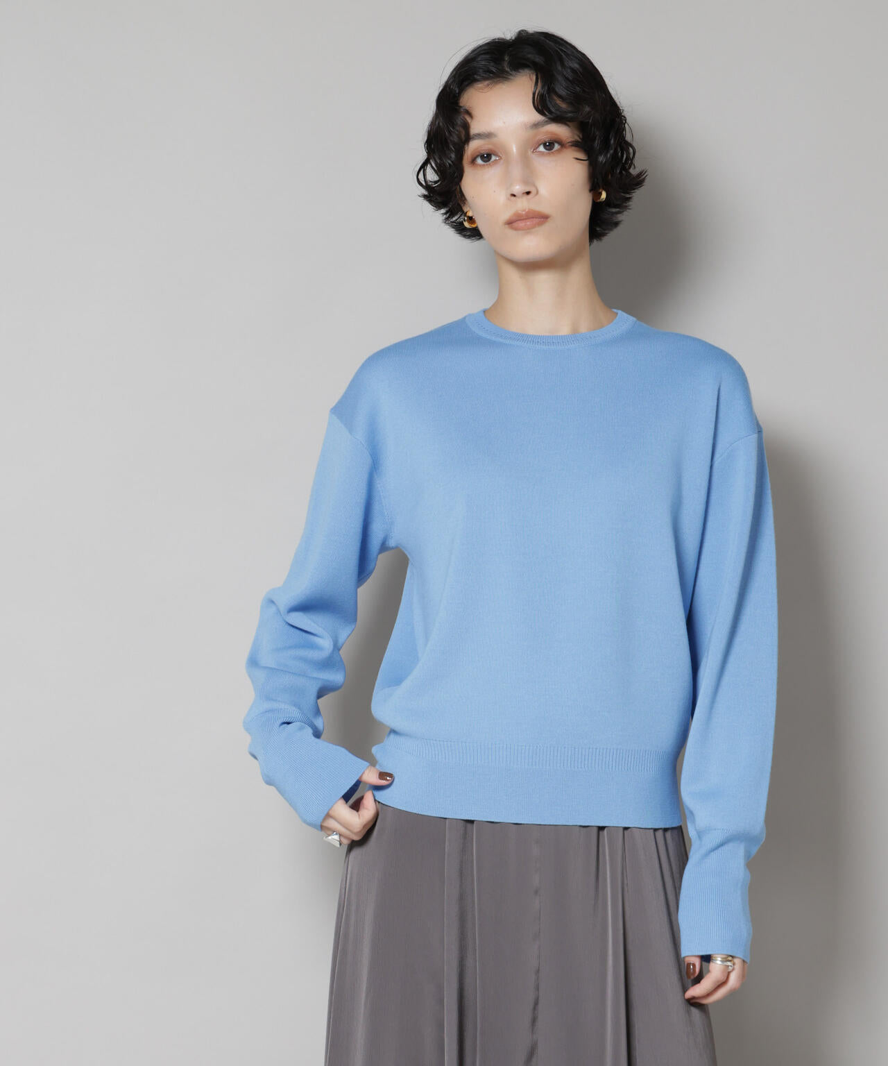 毛玉レスニットスムースクルーネックプルオーバー 6695222302