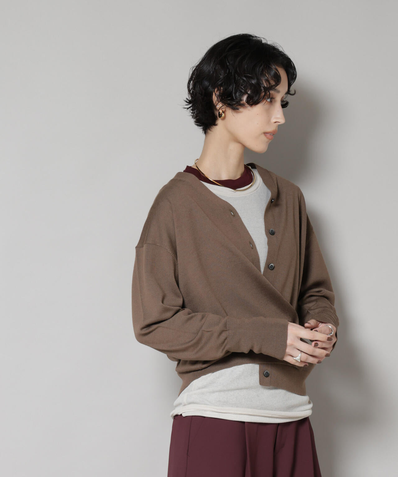 毛玉レスニット2wayカシュクールカーディガン 6695222303