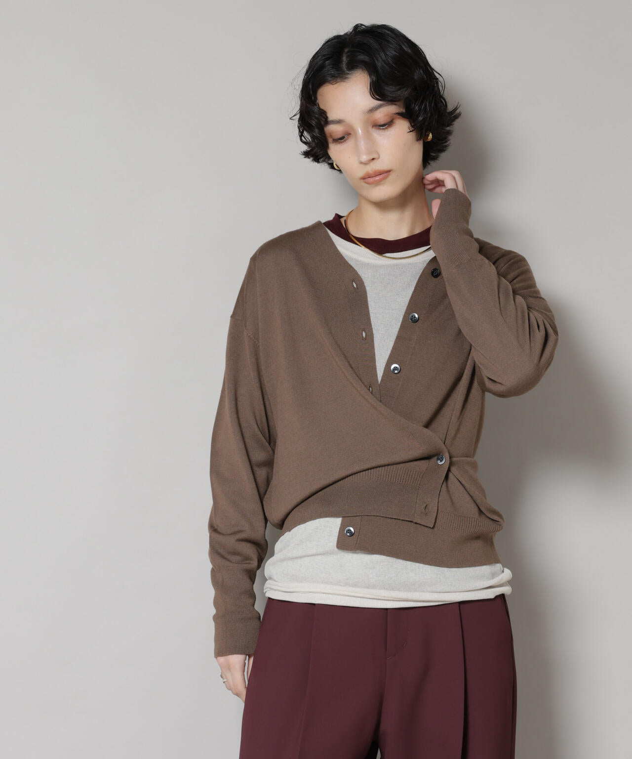 毛玉レスニット2wayカシュクールカーディガン 6695222303