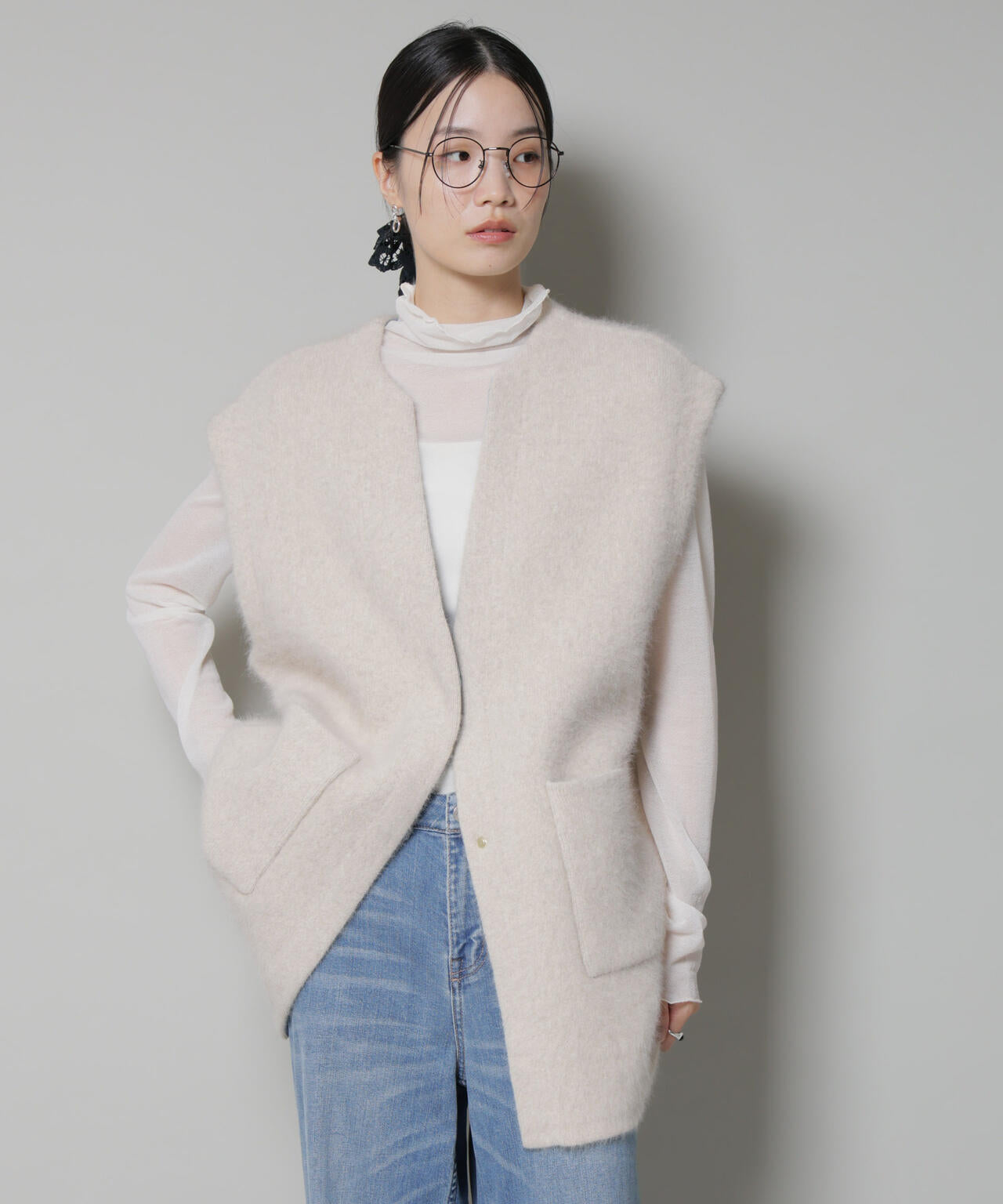 ウォッシャブルフォックスリバーニットジレ 6695222307