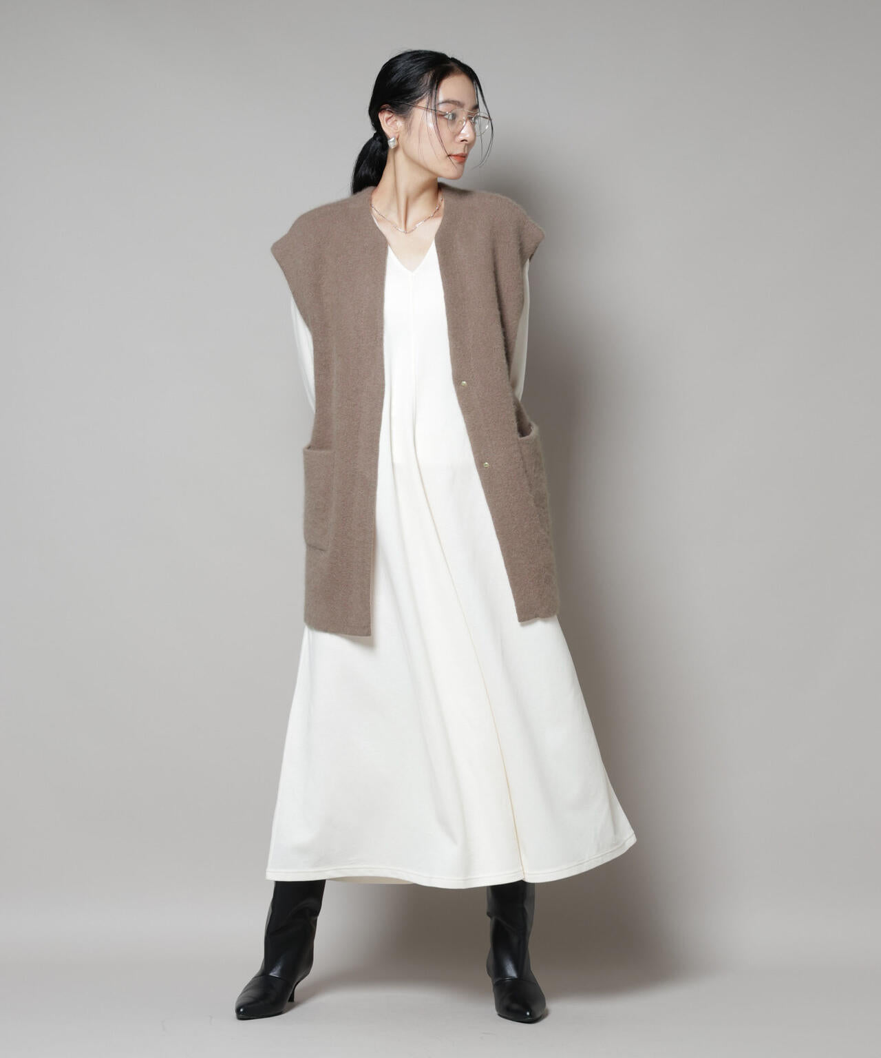 ウォッシャブルフォックスリバーニットジレ 6695222307