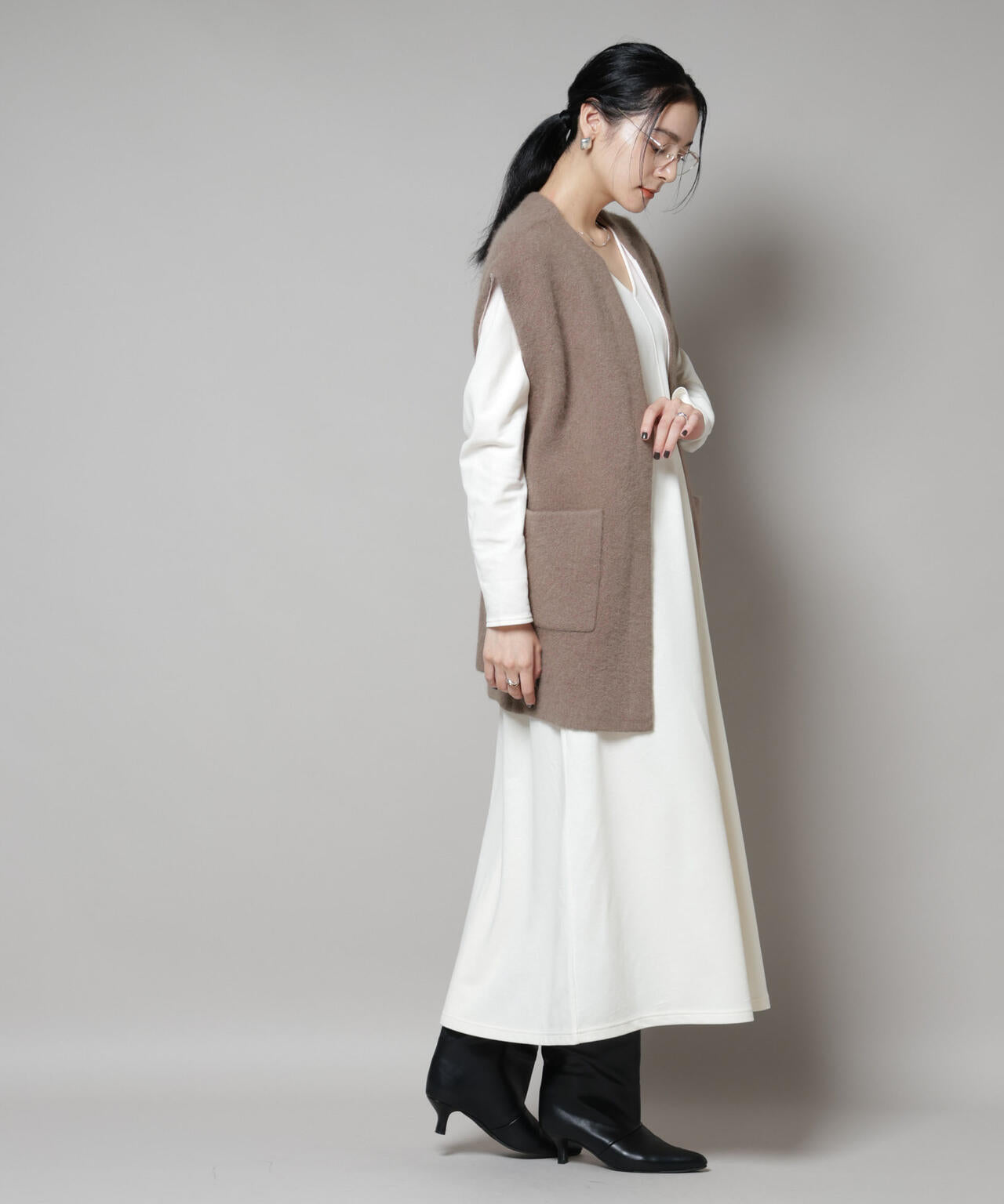 ウォッシャブルフォックスリバーニットジレ 6695222307