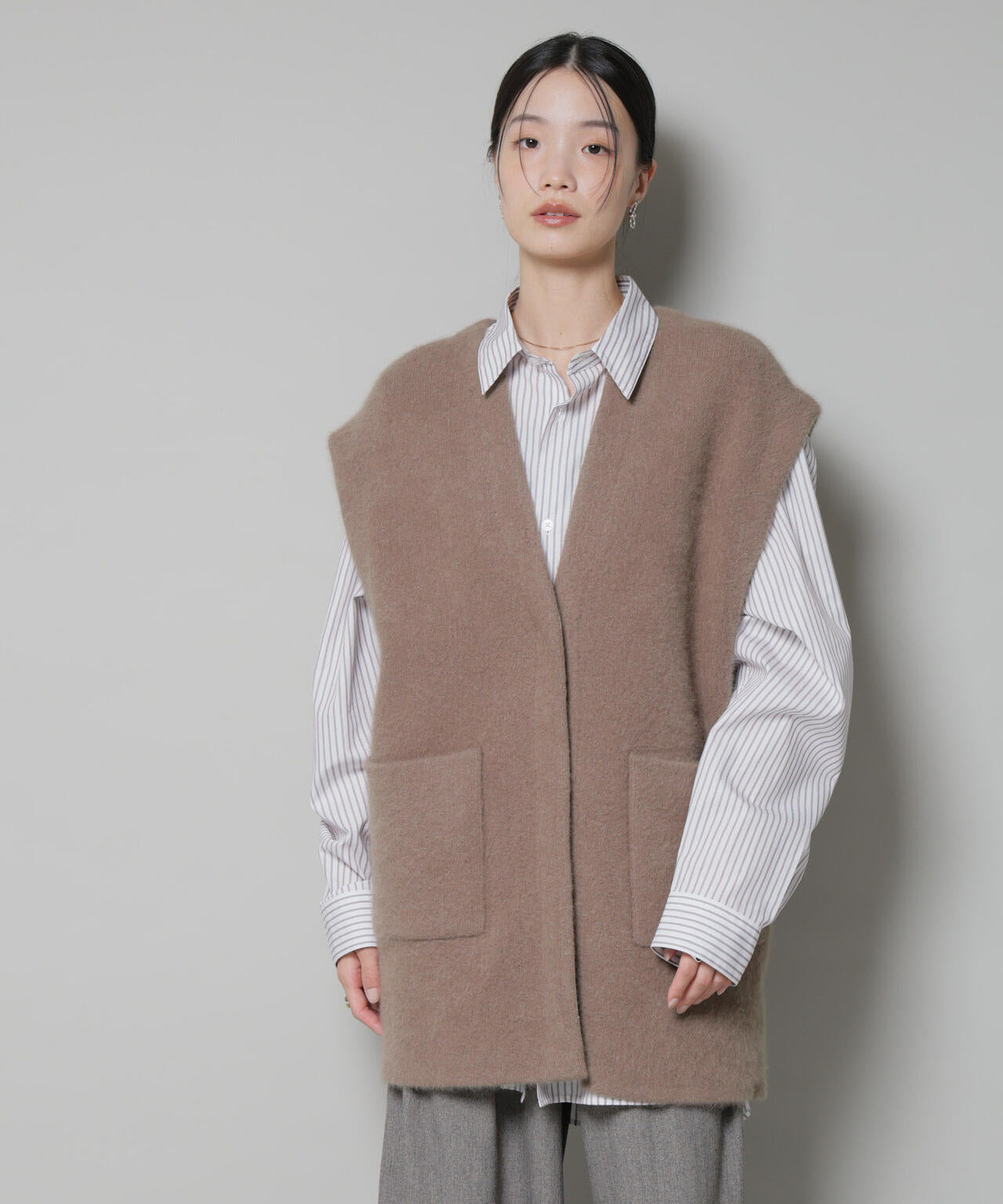 ウォッシャブルフォックスリバーニットジレ 6695222307