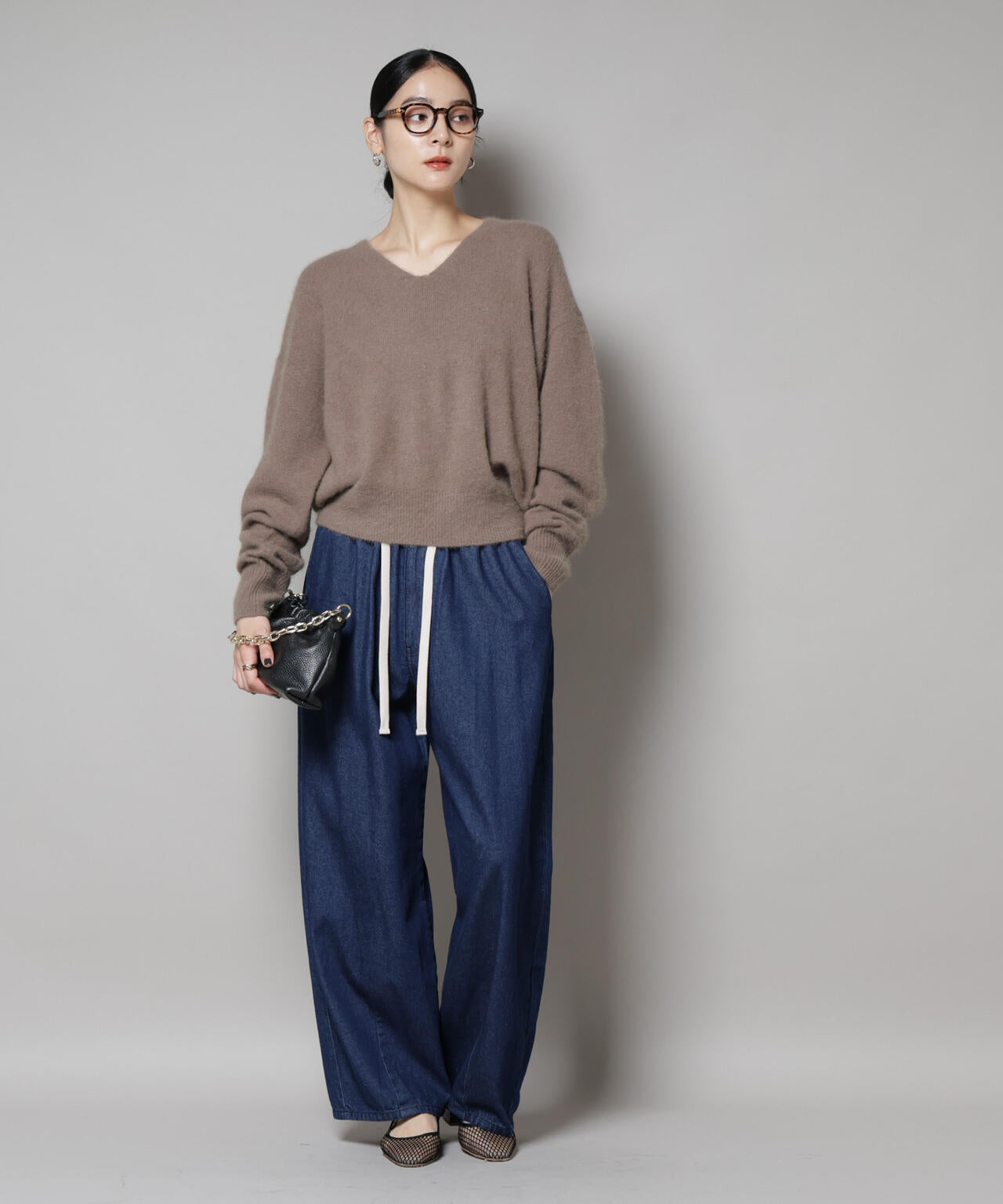 ウォッシャブルフォックスVネックニットプルオーバー 6695222308