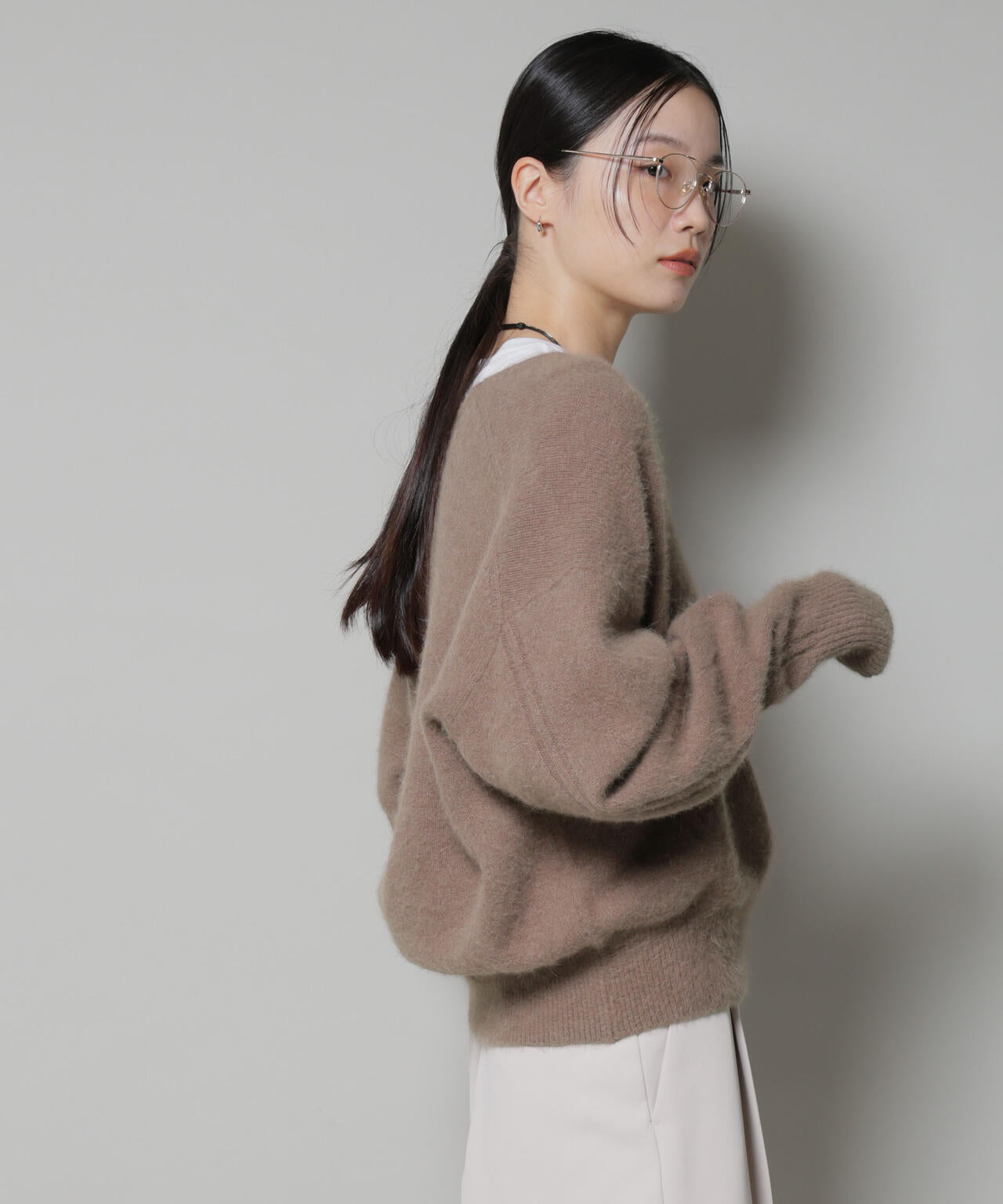 ウォッシャブルフォックスVネックニットプルオーバー 6695222308