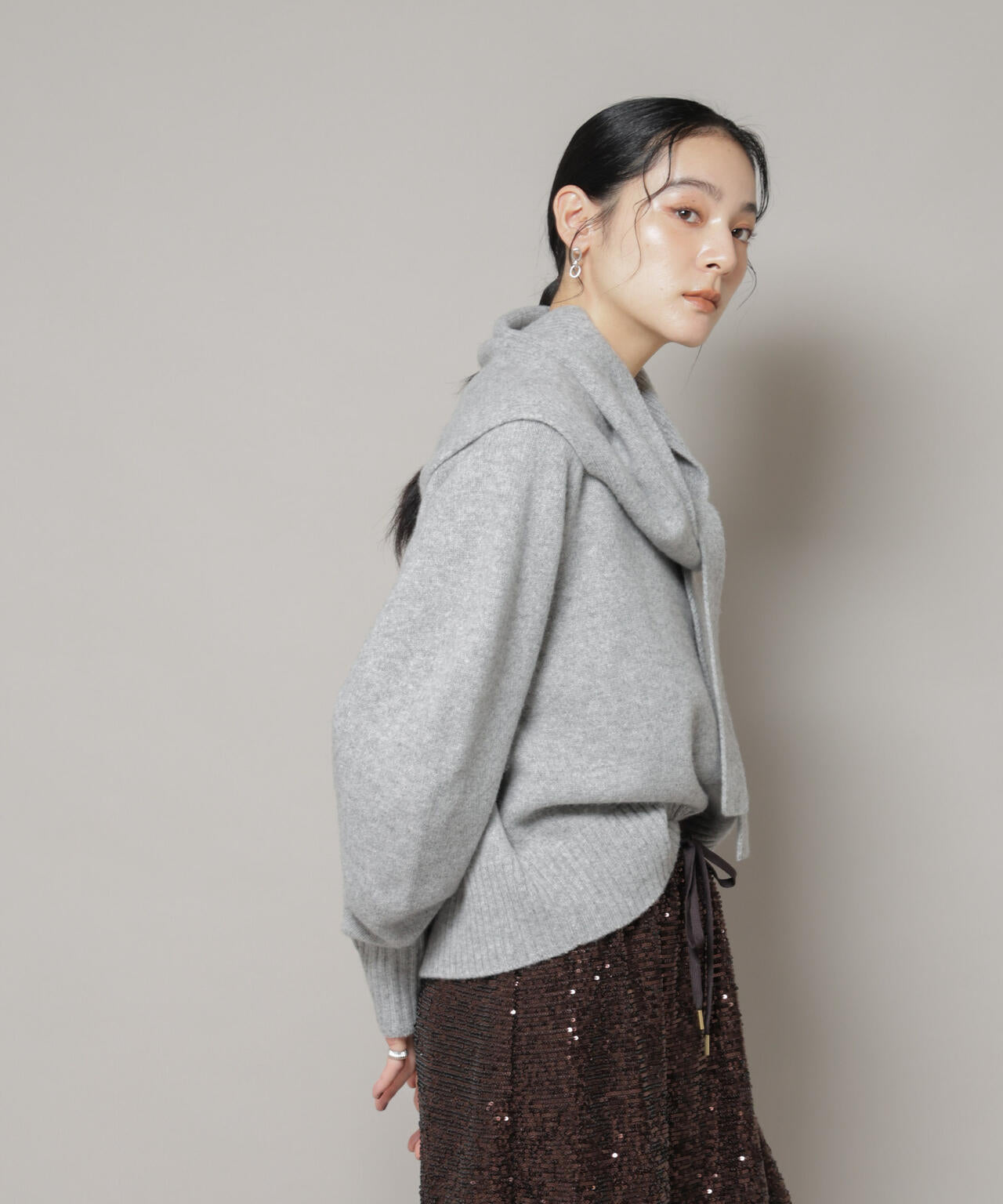 AQUAウールカシミヤクルーネックニットプルオーバー 6695222310