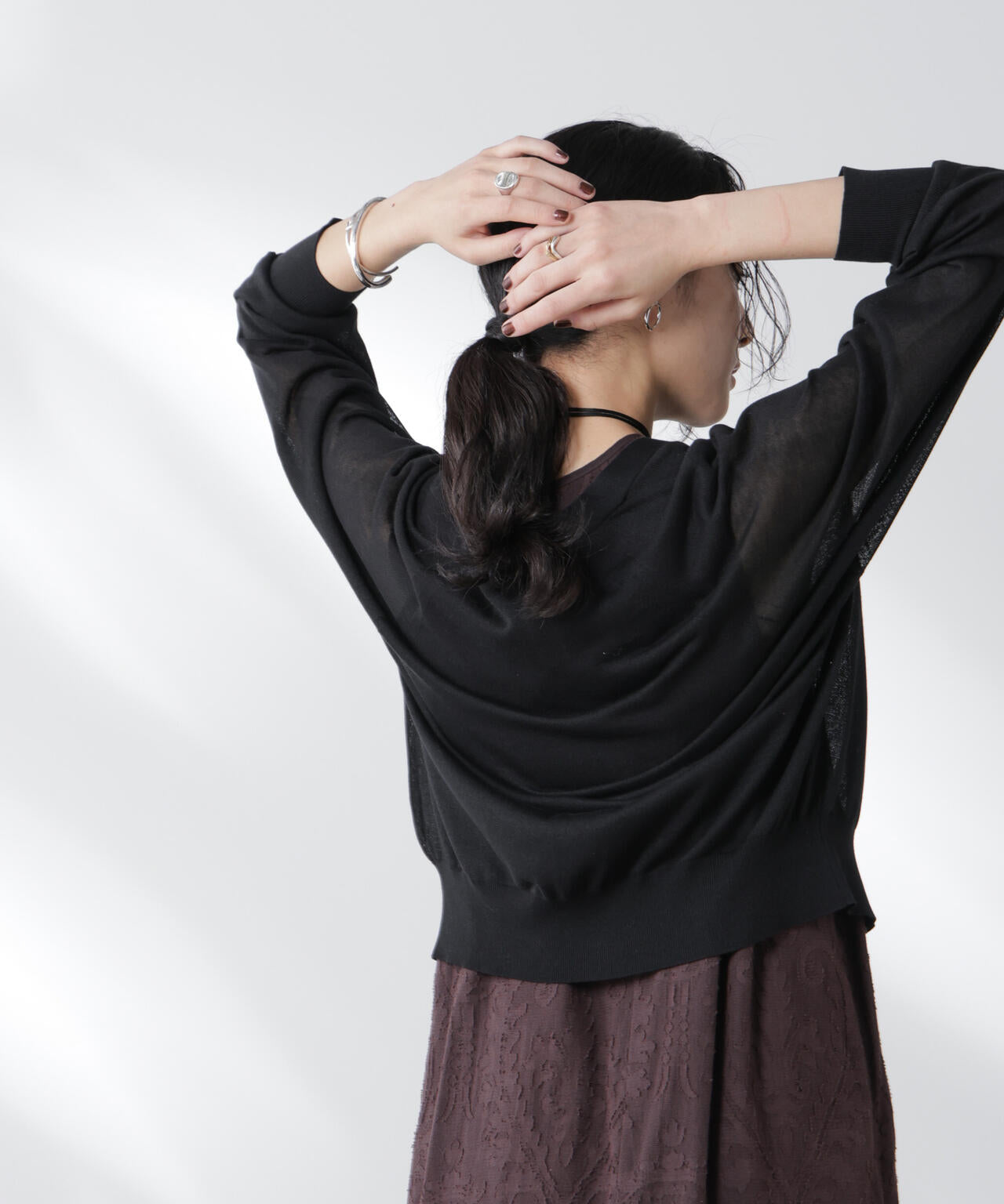 コットンスパークシアーVネックカーディガン 6695222312