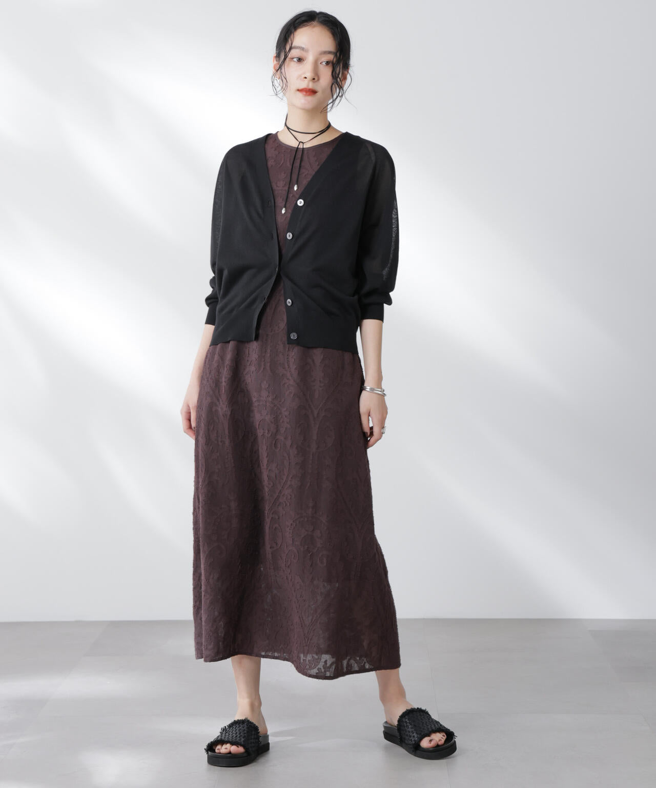 コットンスパークシアーVネックカーディガン 6695222312