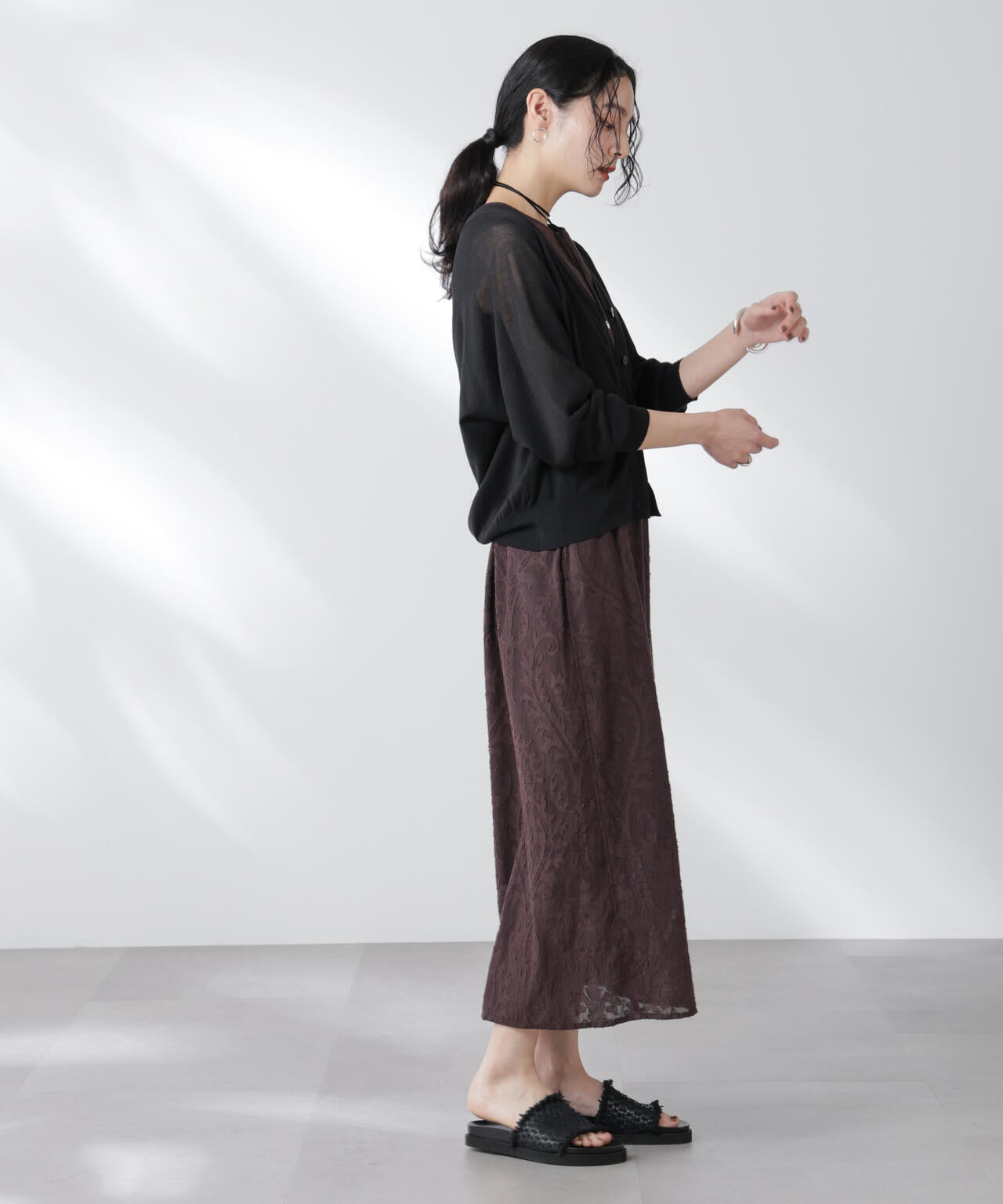 コットンスパークシアーVネックカーディガン 6695222312