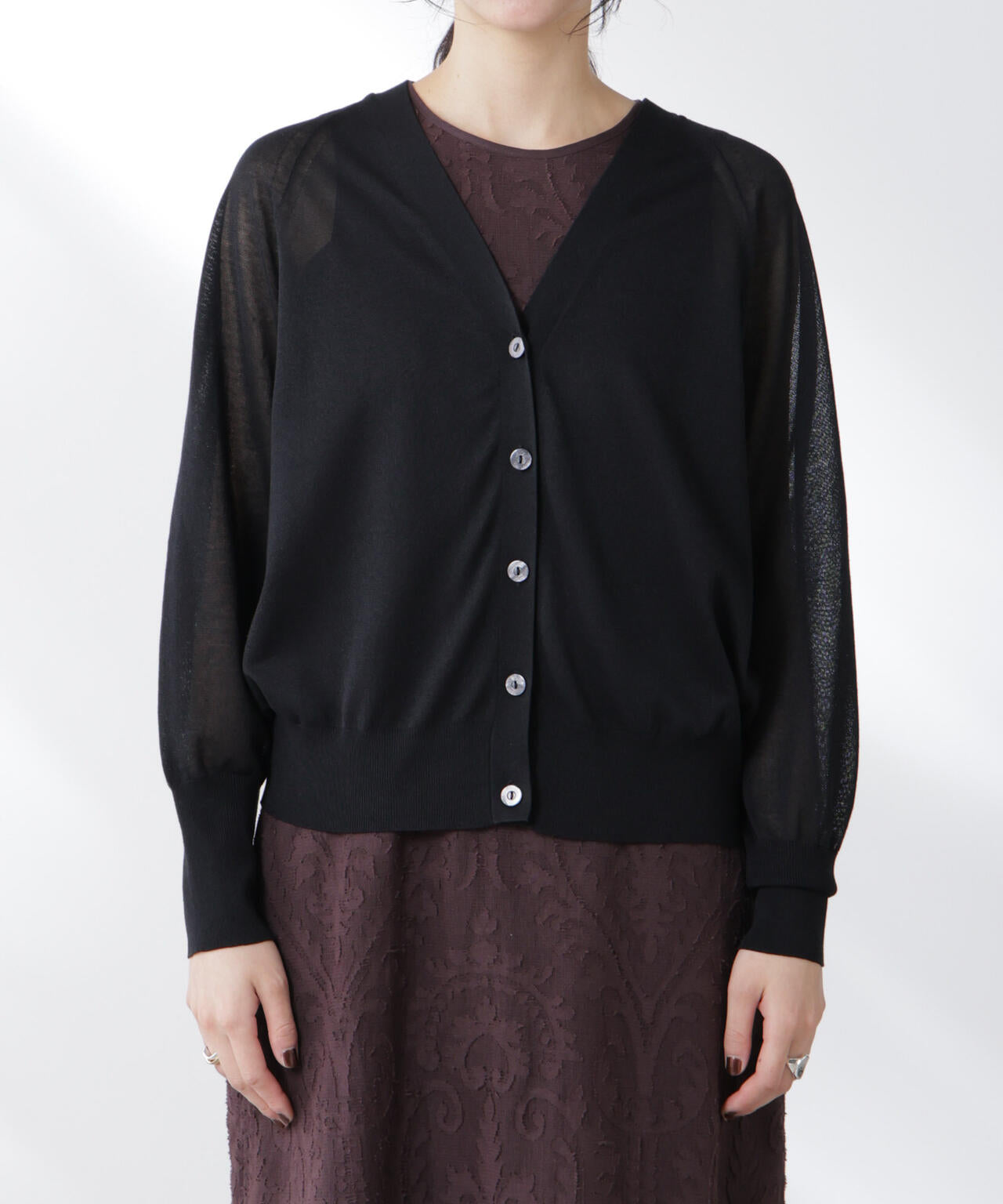 コットンスパークシアーVネックカーディガン 6695222312