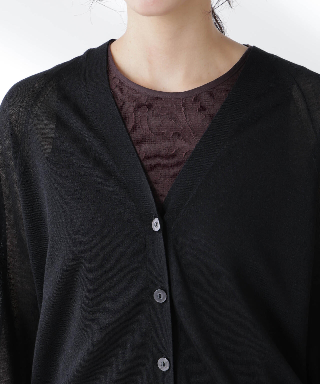 コットンスパークシアーVネックカーディガン 6695222312