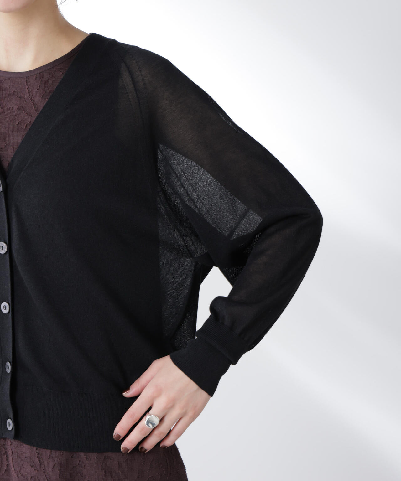 コットンスパークシアーVネックカーディガン 6695222312