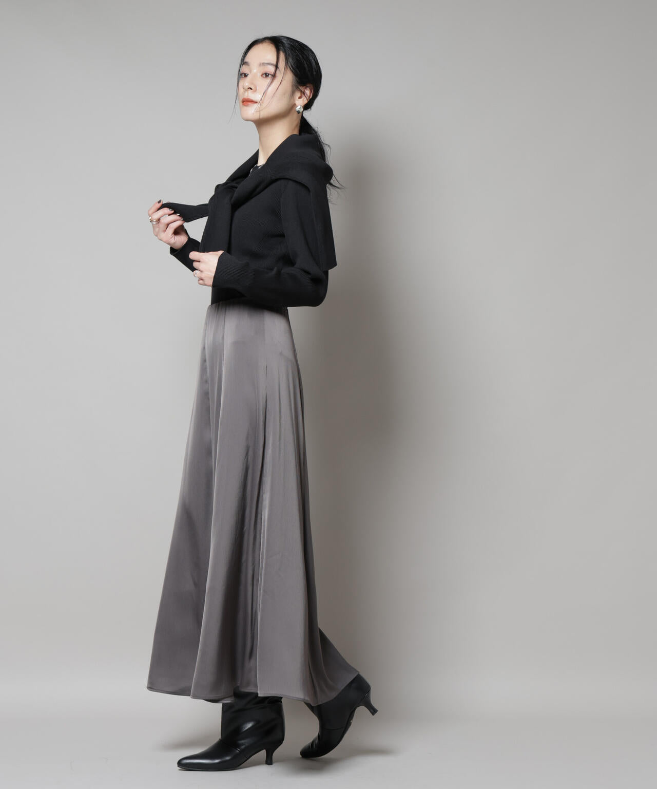 CICA&UVカット加工クルーネックリブニット 6695222313