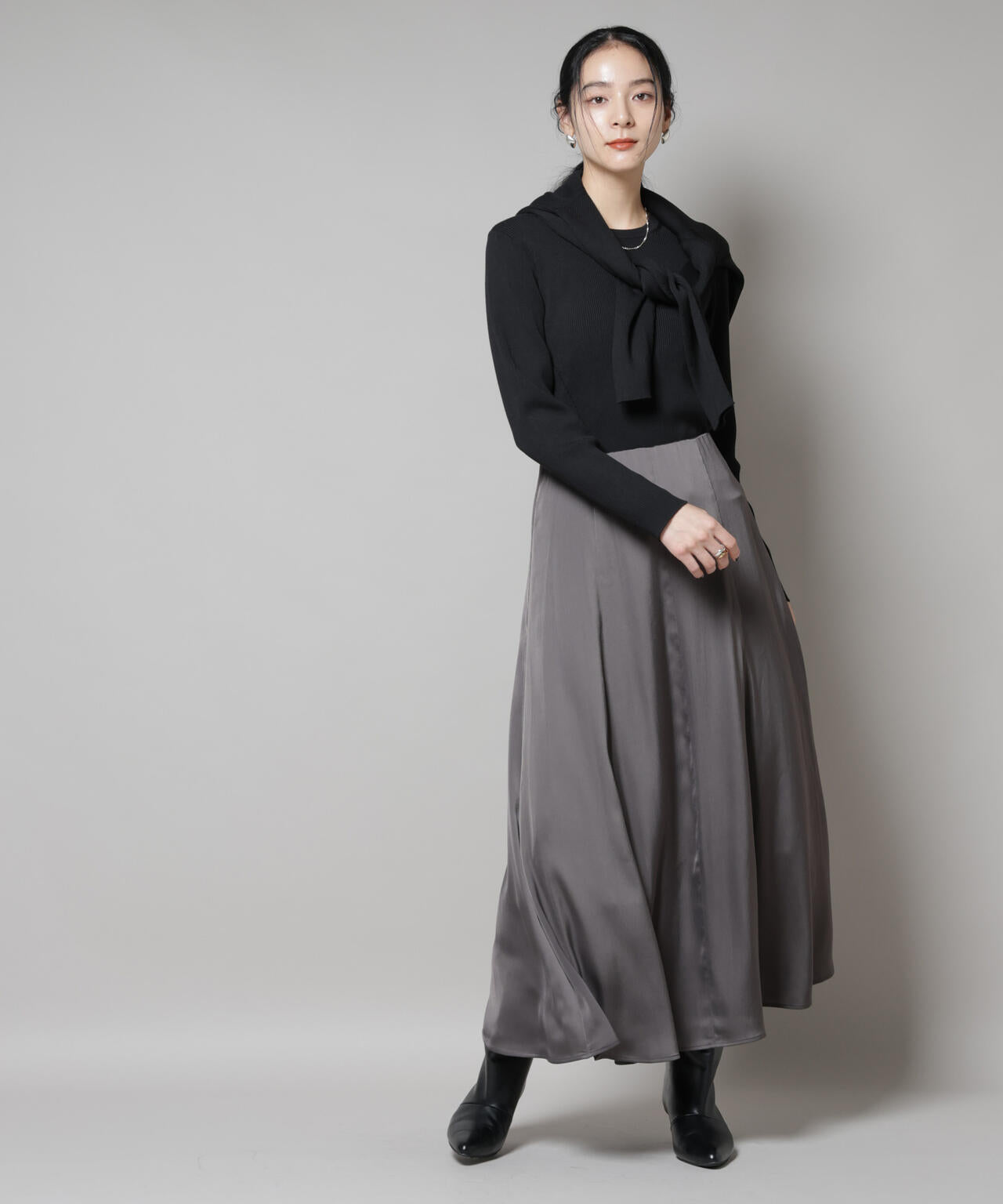 CICA&UVカット加工クルーネックリブニット 6695222313
