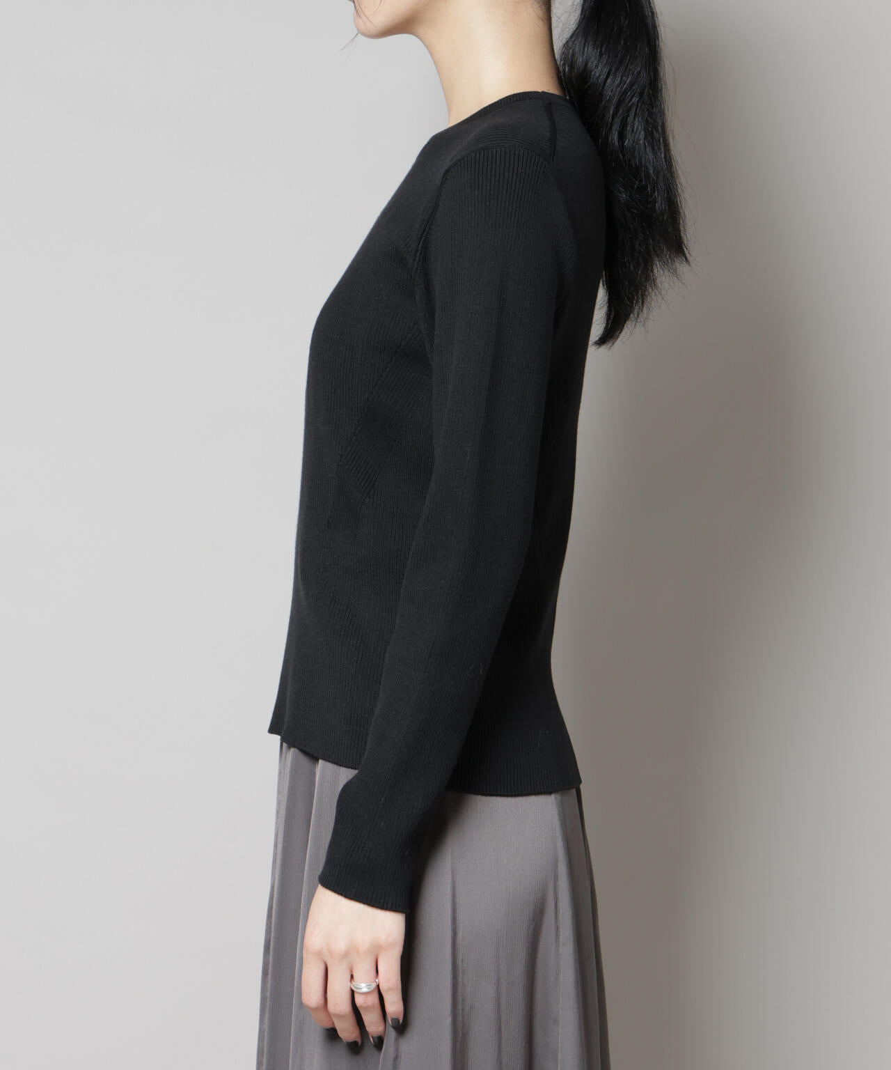 CICA&UVカット加工クルーネックリブニット 6695222313