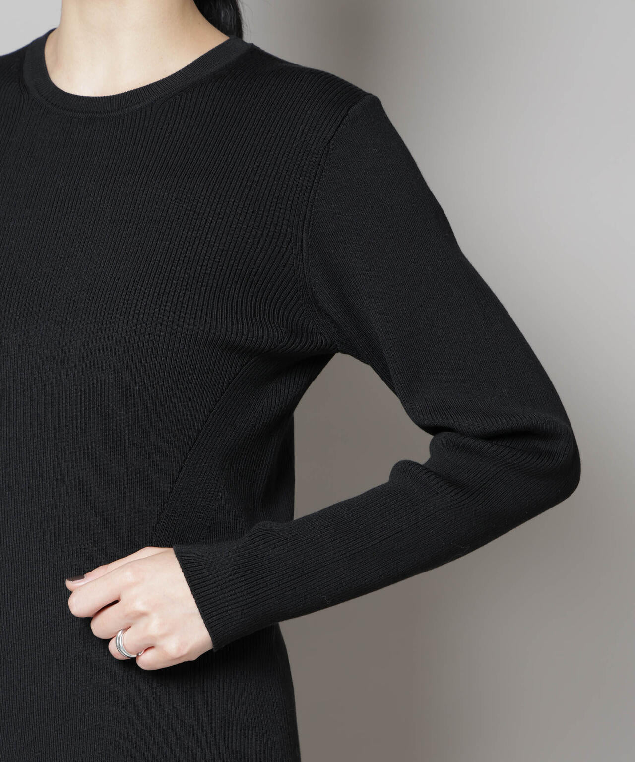 CICA&UVカット加工クルーネックリブニット 6695222313