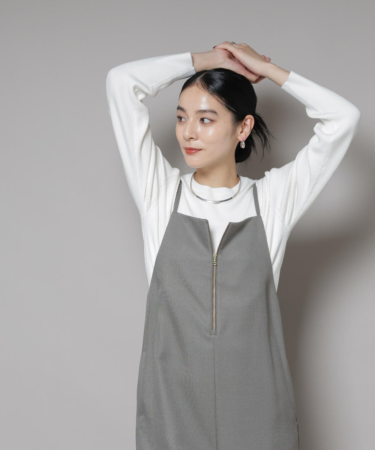 CICA&UVカット加工クルーネックリブニット 6695222313