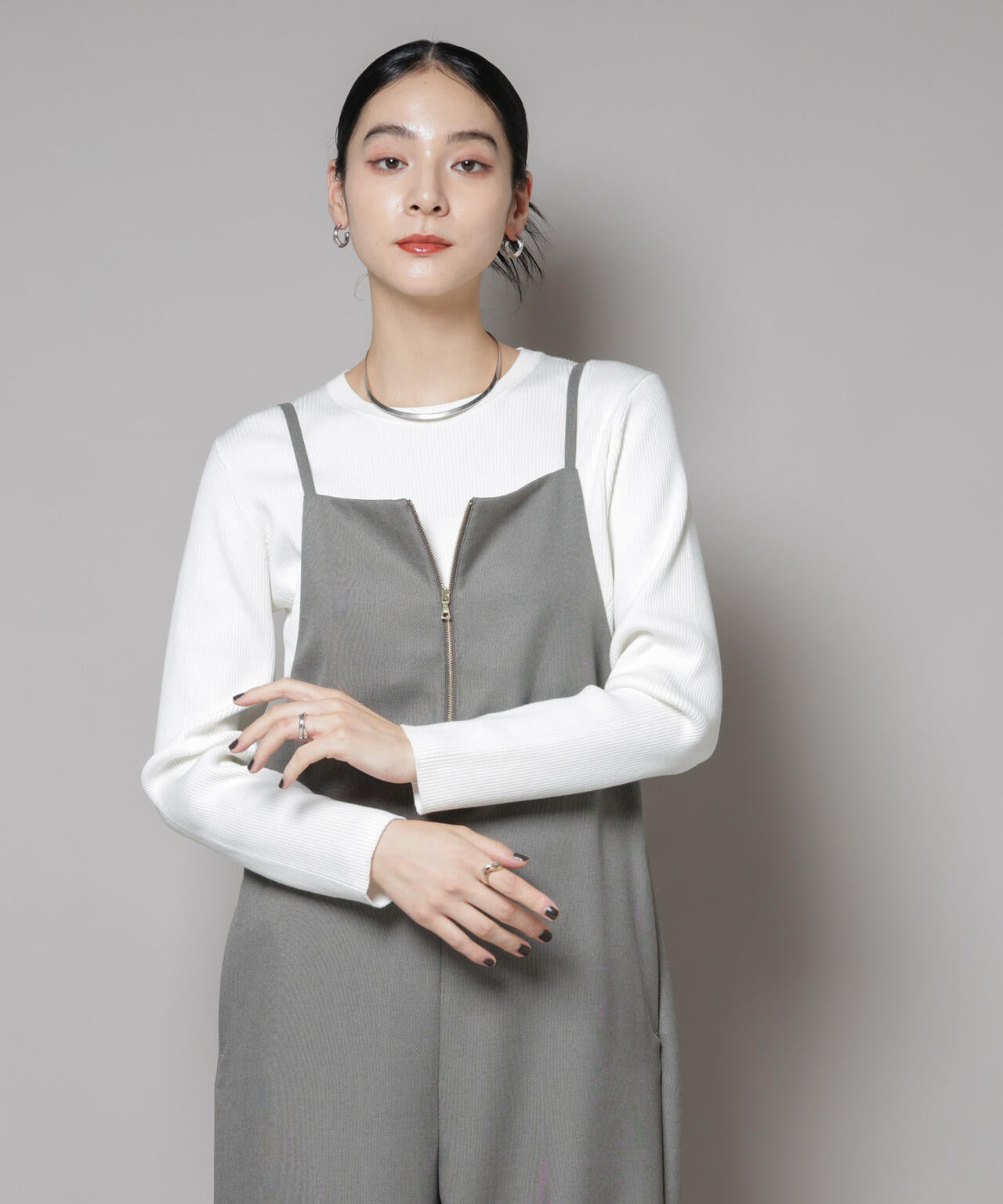 CICA&UVカット加工クルーネックリブニット 6695222313