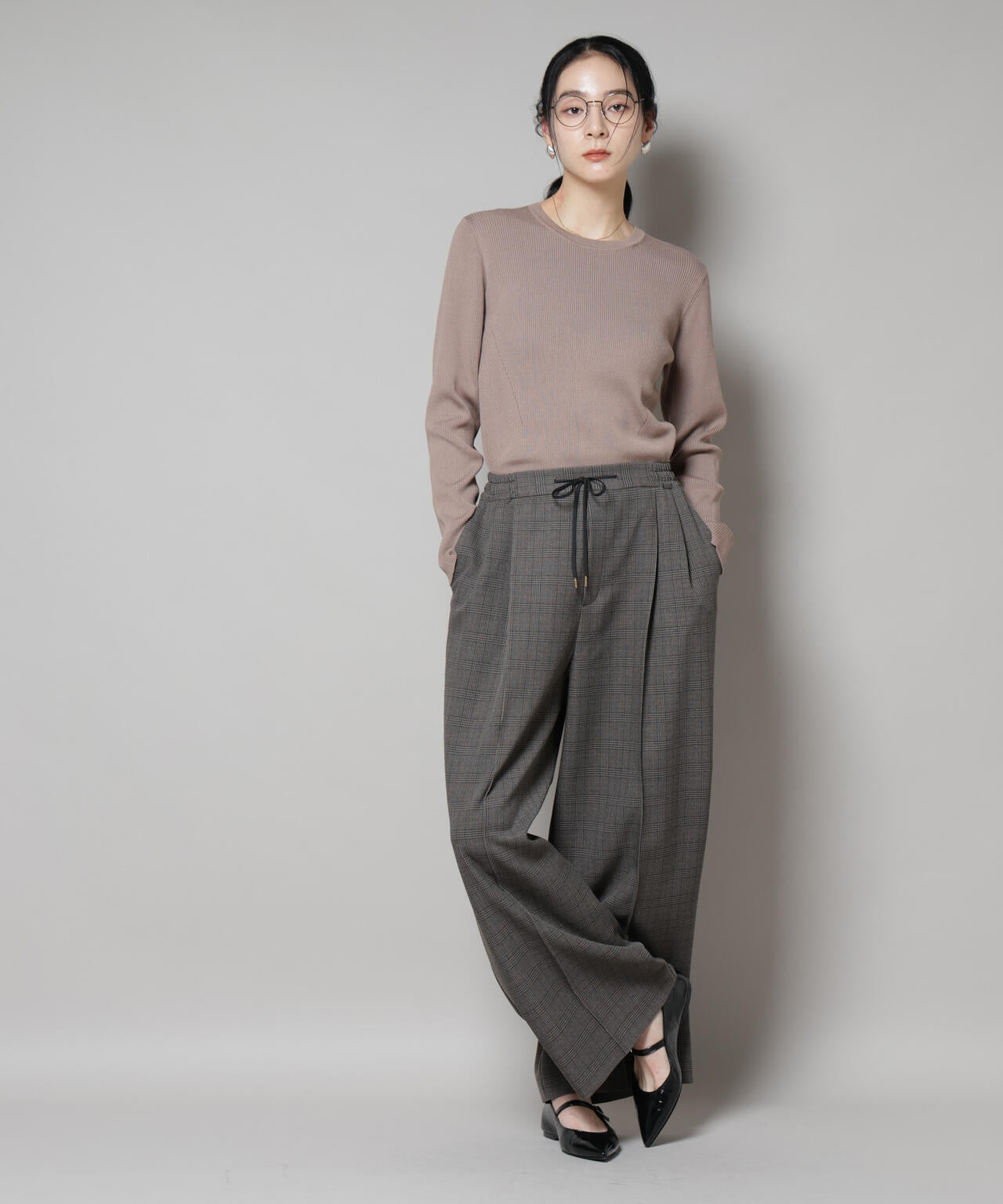 CICA&UVカット加工クルーネックリブニット 6695222313