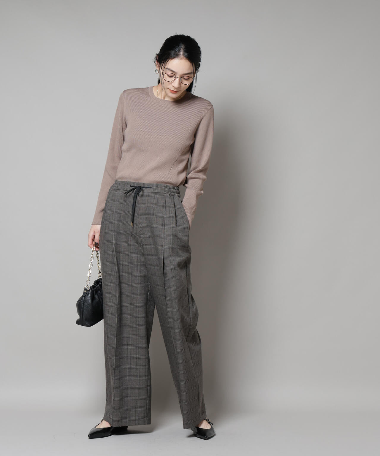 CICA&UVカット加工クルーネックリブニット 6695222313